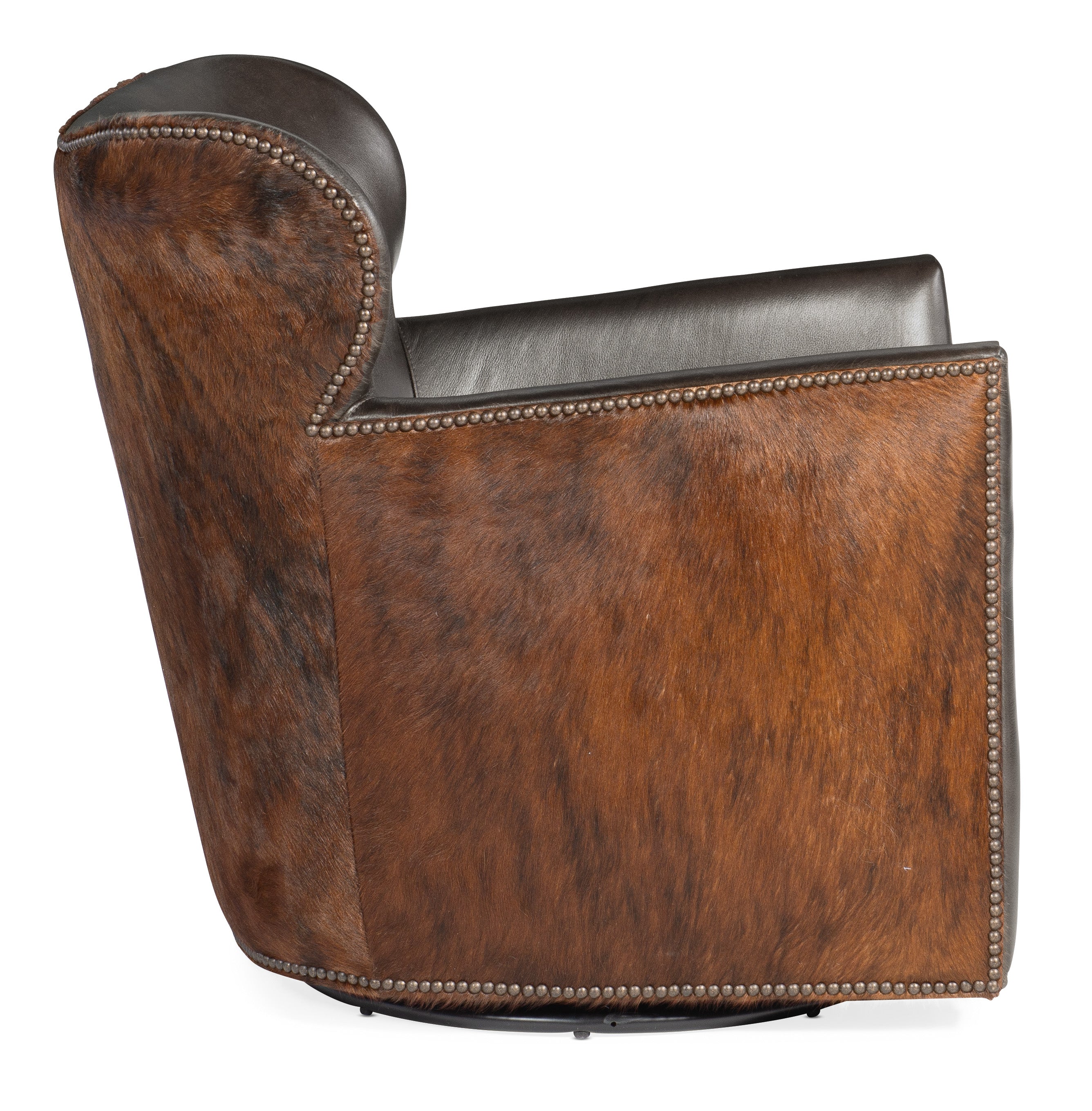 Hooker Furniture Kato leather Swivel Chair with Dark HOH in Dark Brown