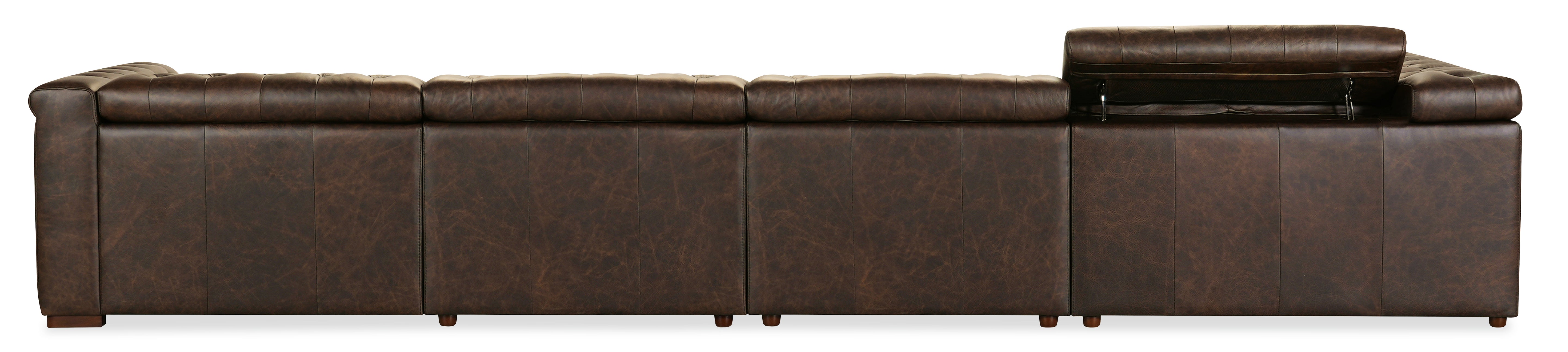 Hooker Furniture Savion Deux 6 Seat Sectional with Four Power Recliners and Seven Power Headrests in Brown