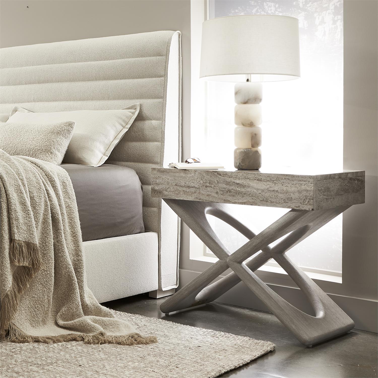 Bernhardt Furniture Sereno Open Nightstand in Grigio
