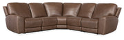 Hooker Furniture Torres 5 Piece Sectional with Power Recline & Power Headrest in Medium Brown