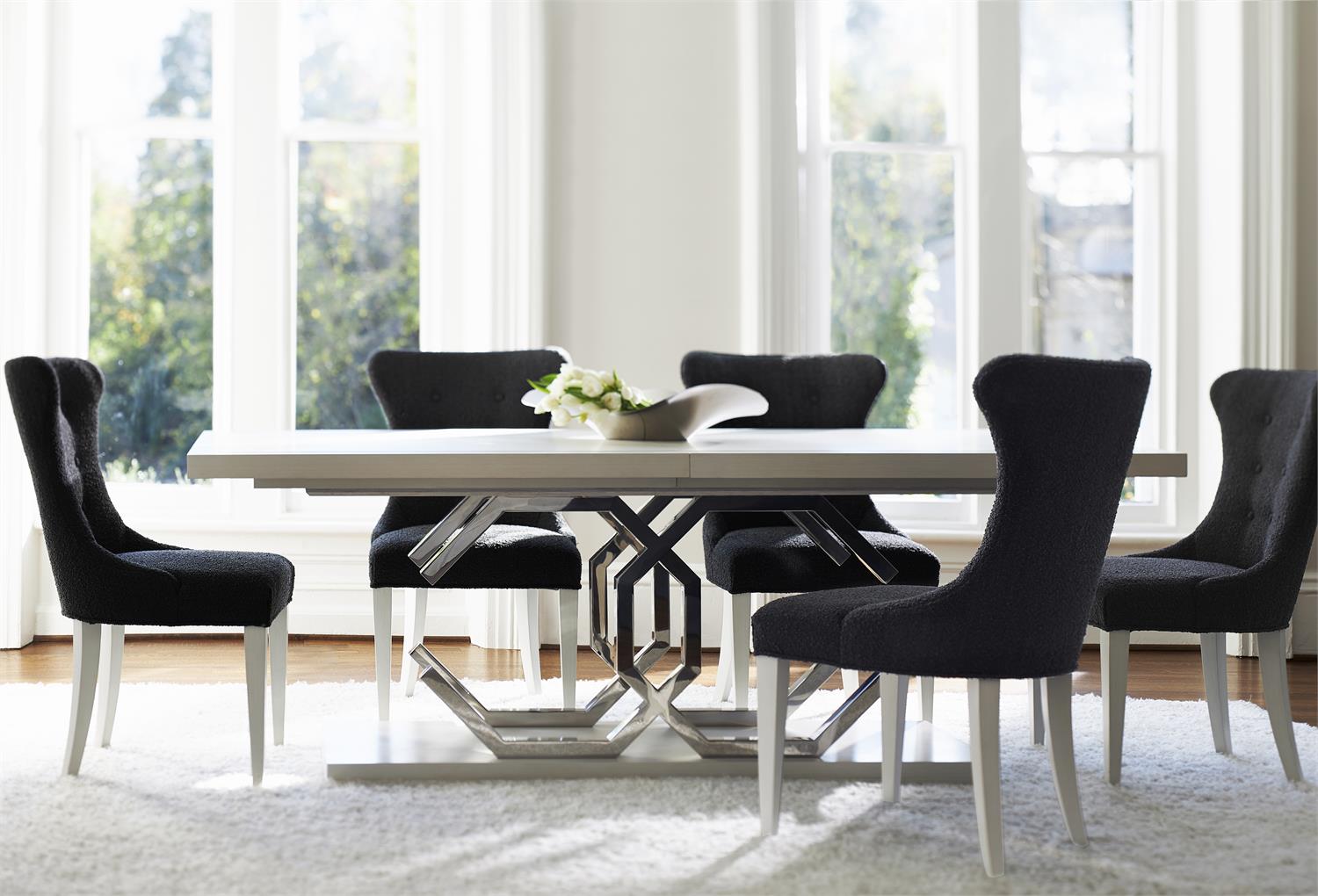 Bernhardt Furniture Silhouette Rectangular Dining Table in Eggshell