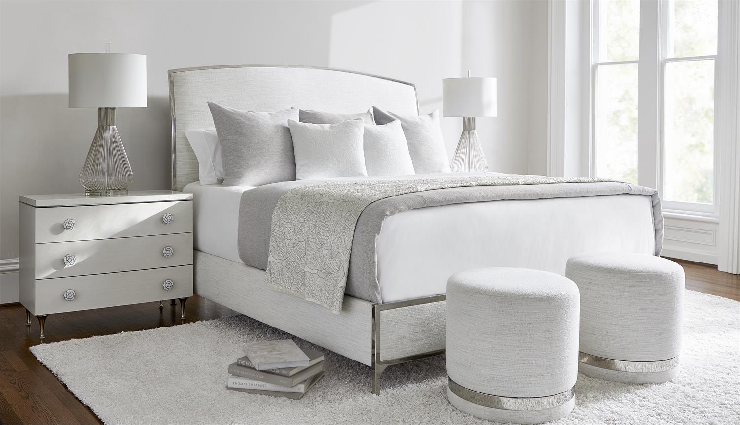 Bernhardt Furniture Silhouette Panel Bed King in Eggshell