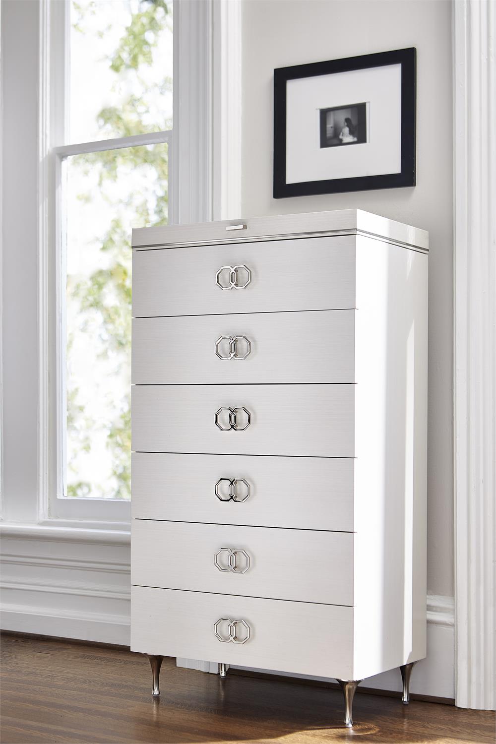 Bernhardt Furniture Silhouette Tall Drawer Chest in Eggshell