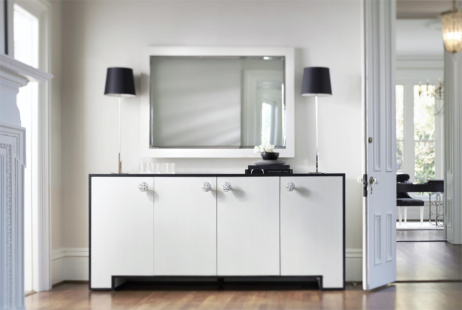 Bernhardt Furniture Silhouette Buffet in Eggshell/Onyx