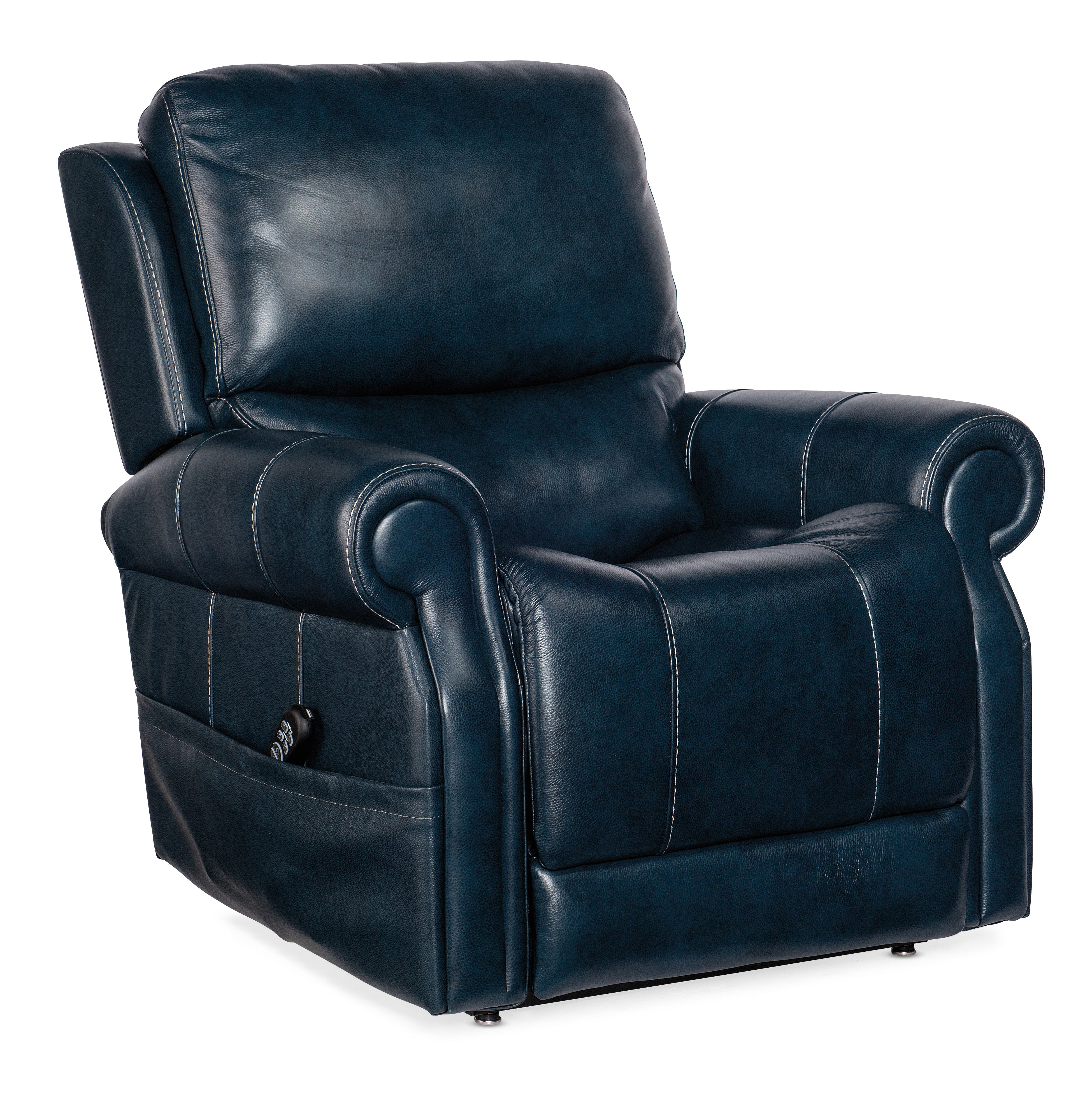 Hooker Furniture Eisley Power Recliner with Power Headrest, Lumbar & Lift in Dark Blue