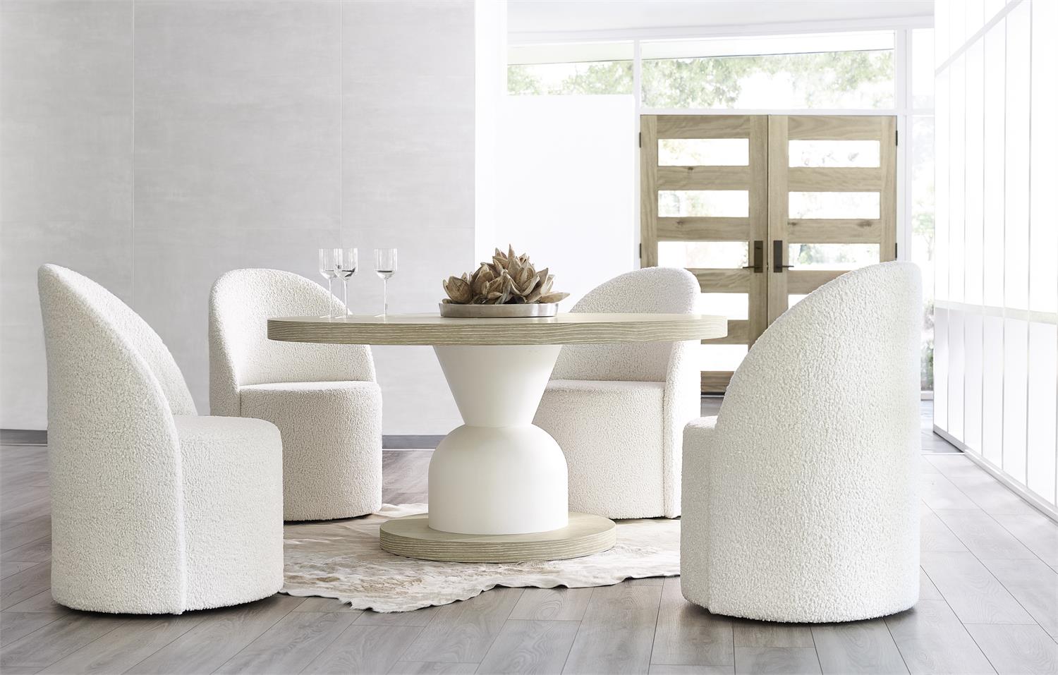 Bernhardt Furniture Solaria Round Dining Table in Dune/Fossil