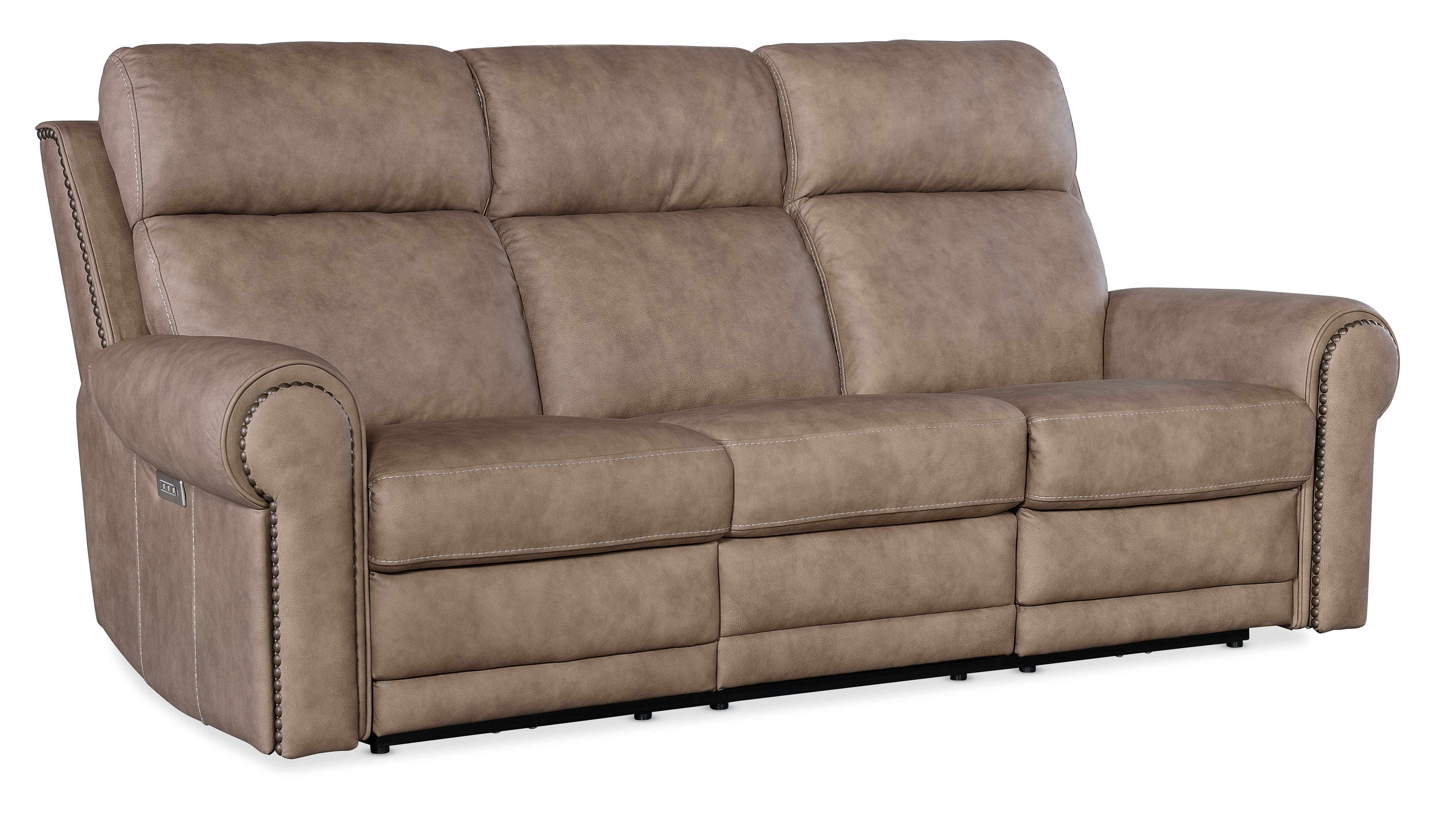 Hooker Furniture Duncan Power Sofa with Power Headrest & Lumbar in Light Brown