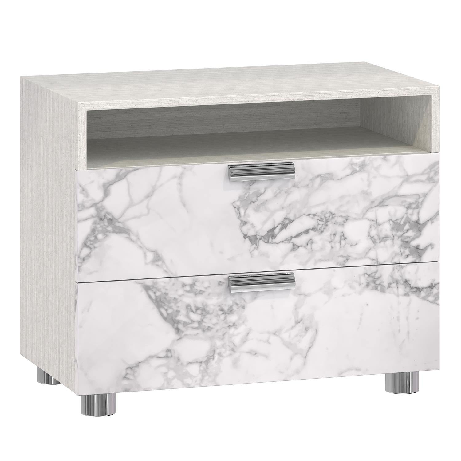 Bernhardt Furniture Stratum Two Drawer Nightstand in Mist/Arabescato