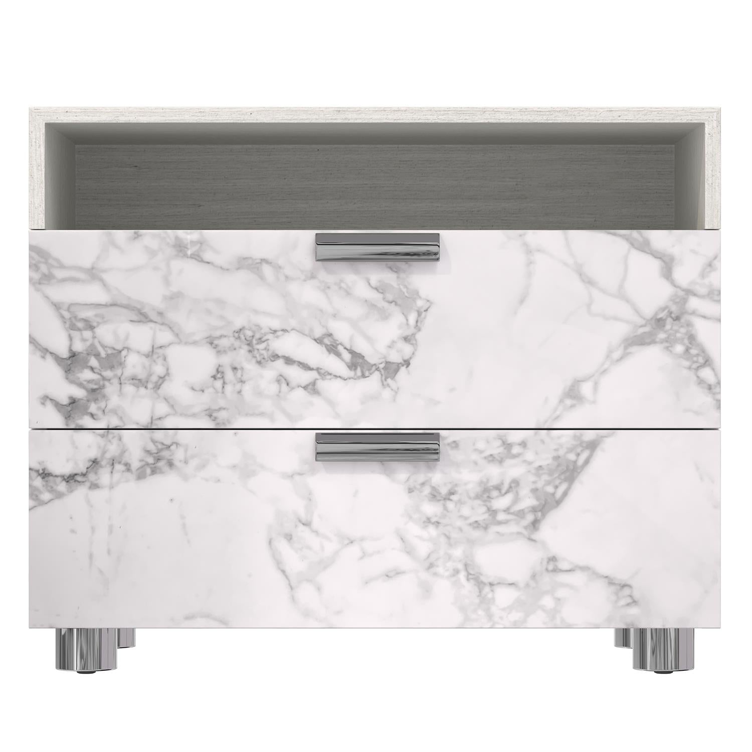 Bernhardt Furniture Stratum Two Drawer Nightstand in Mist/Arabescato