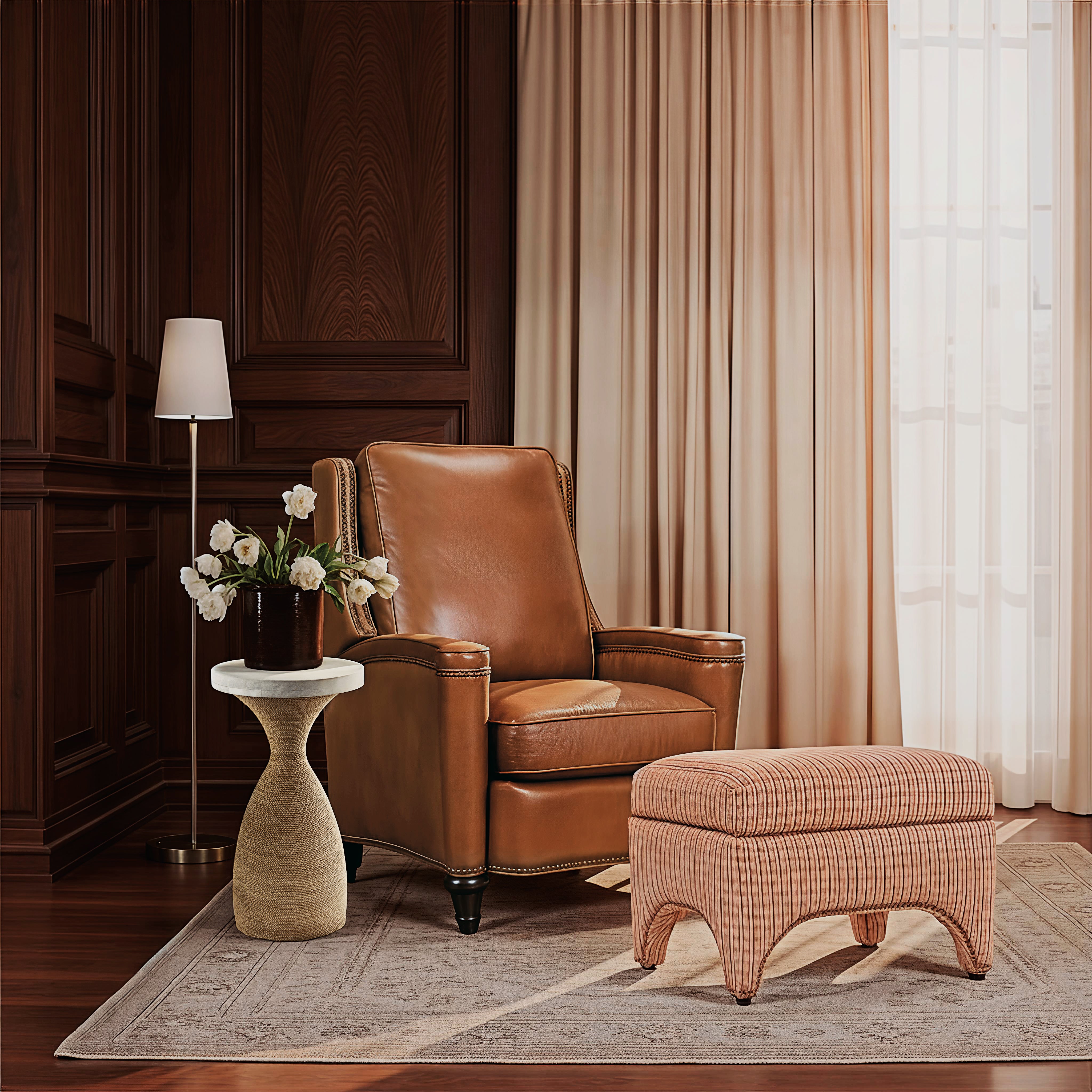 Hooker Furniture Rylea Manual Push Back Recliner in Brown