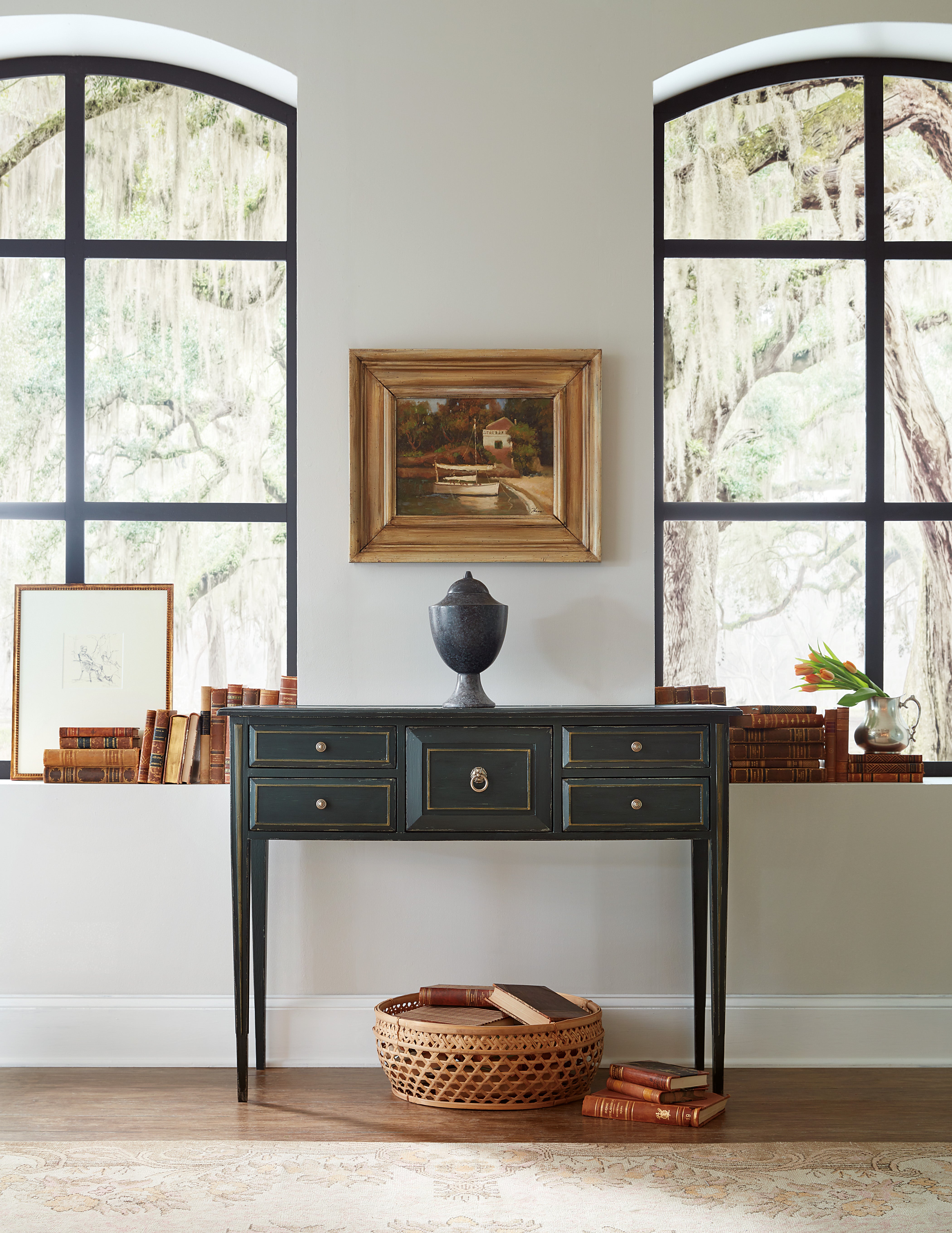 Hooker Furniture Charleston Five-Drawer Console Table in Dark Green
