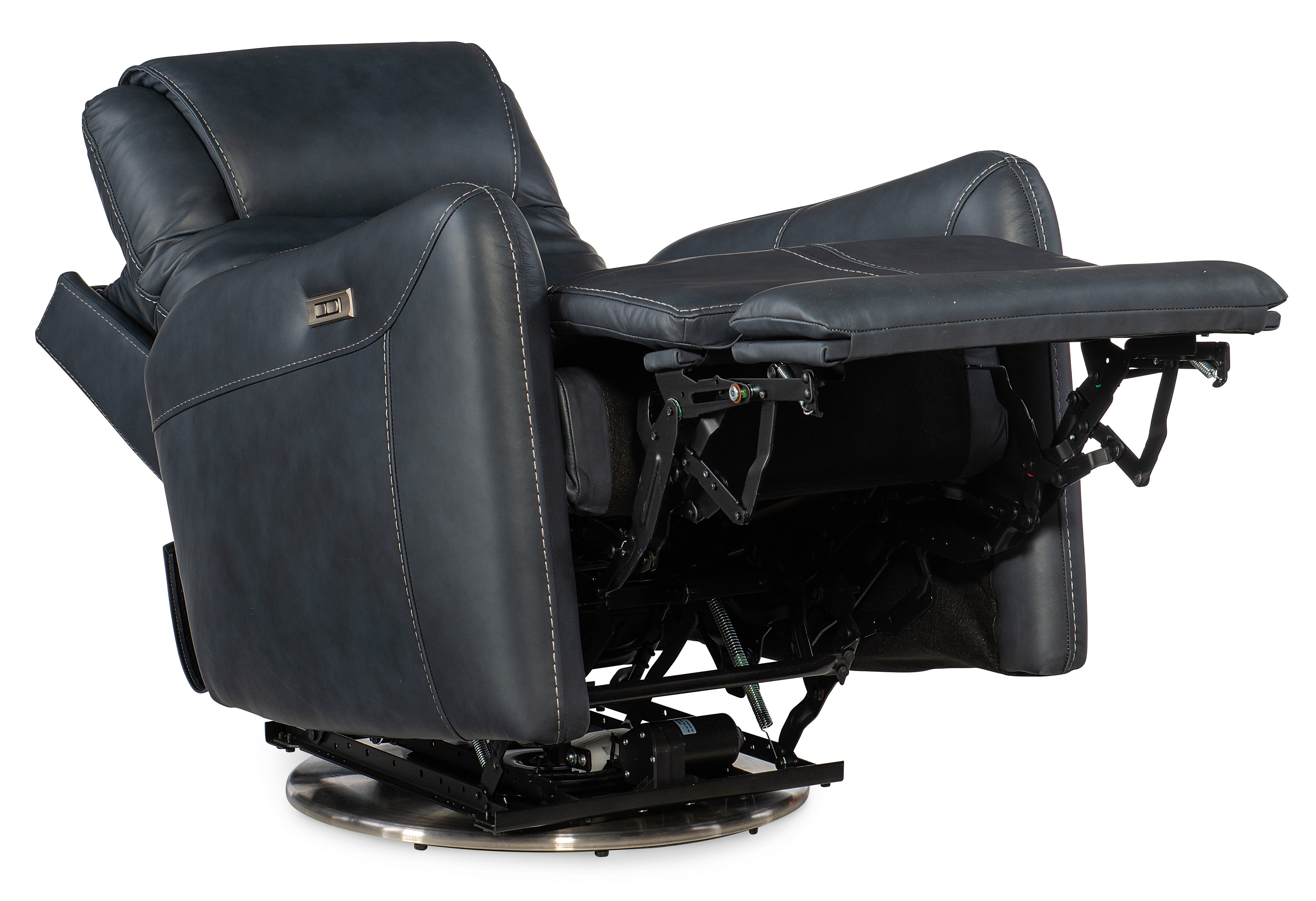 Hooker Furniture Steffen Swivel Power Recliner with Power Headrest in Dark Blue