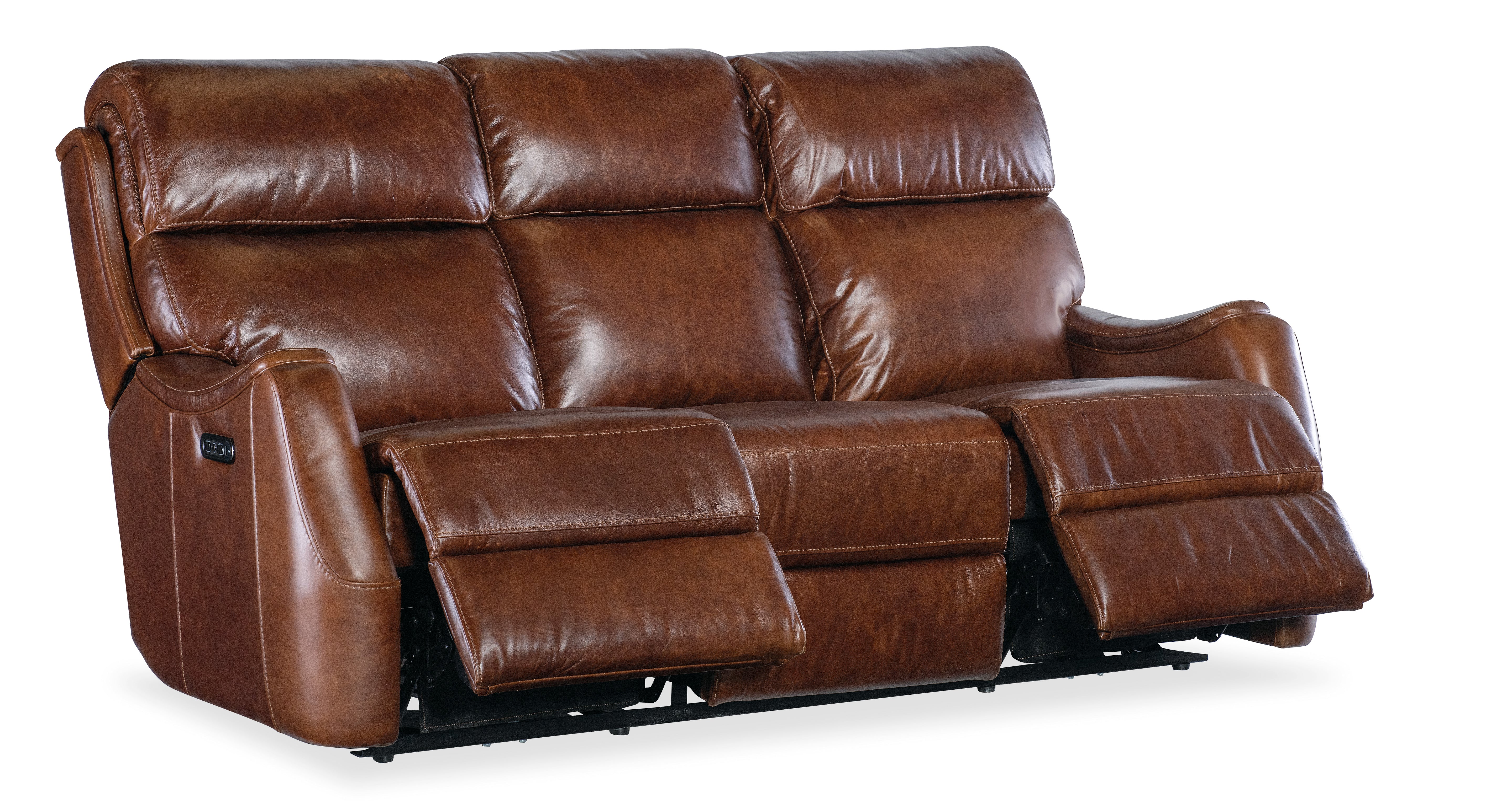 Hooker Furniture Harlan Zero Gravity Sofa with Power Recline & Power Headrest in Brown