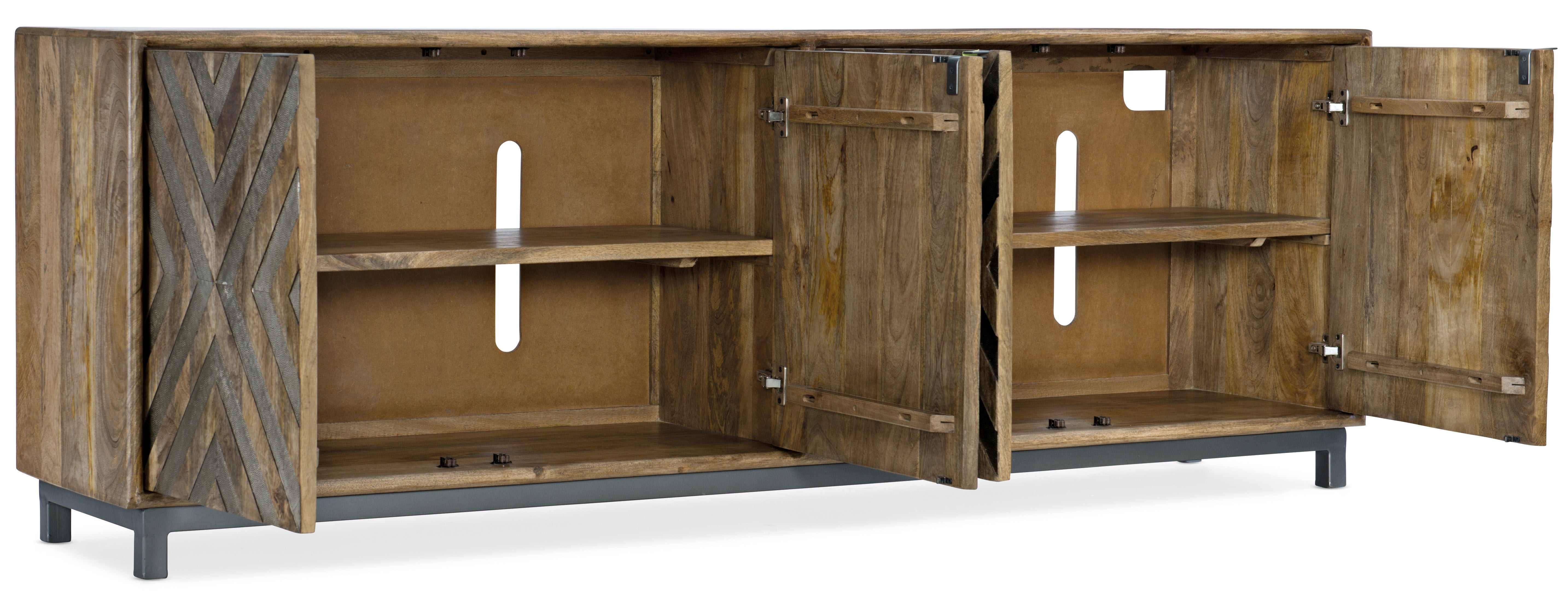 Hooker Furniture Four-Door Entertainment Console in Medium Brown