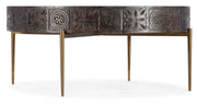 Hooker Furniture Commerce & Market Carved Round Cocktail Table in Dark Brown