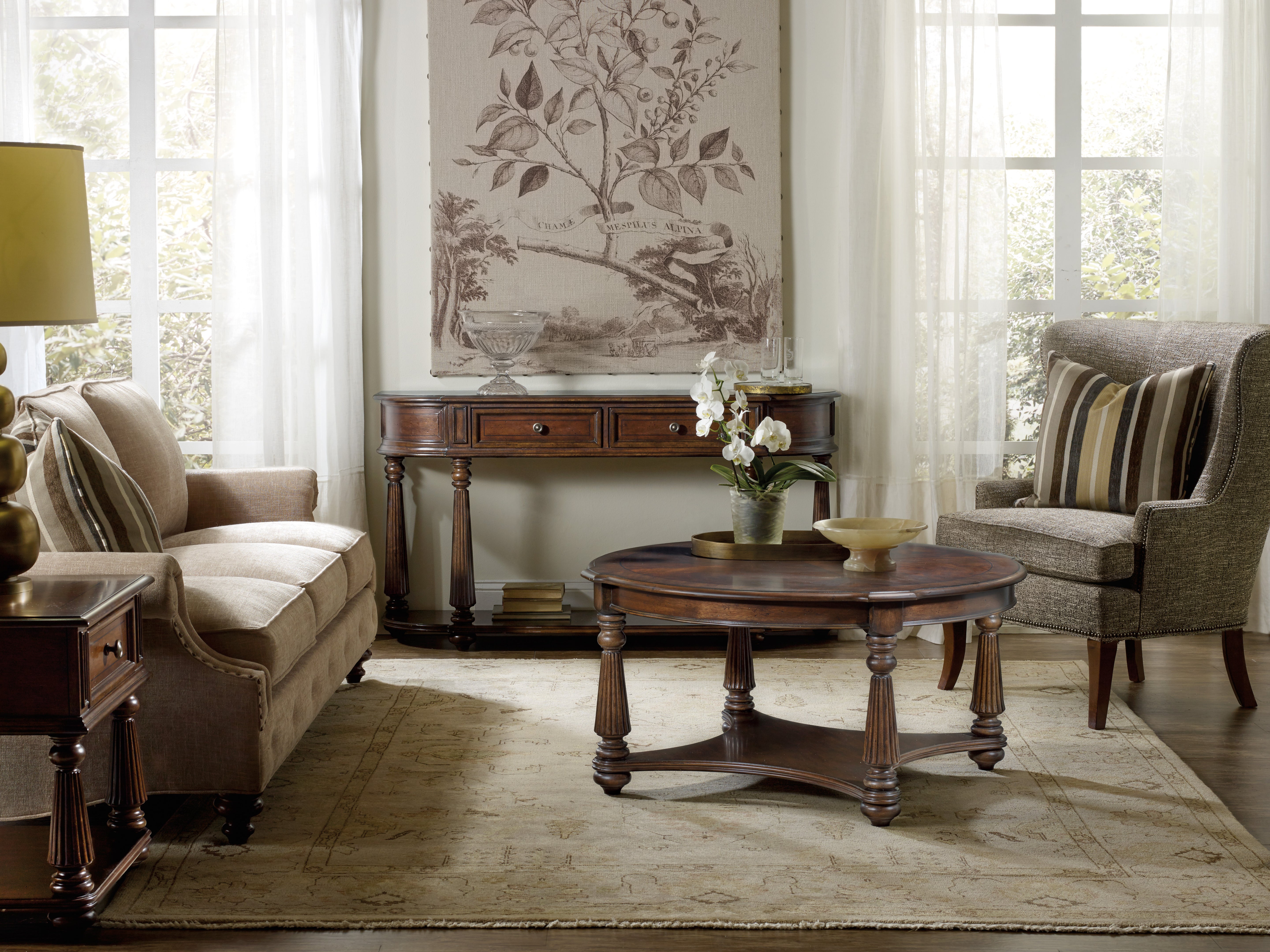Hooker Furniture Leesburg Demilune Hall Console in Dark Brown