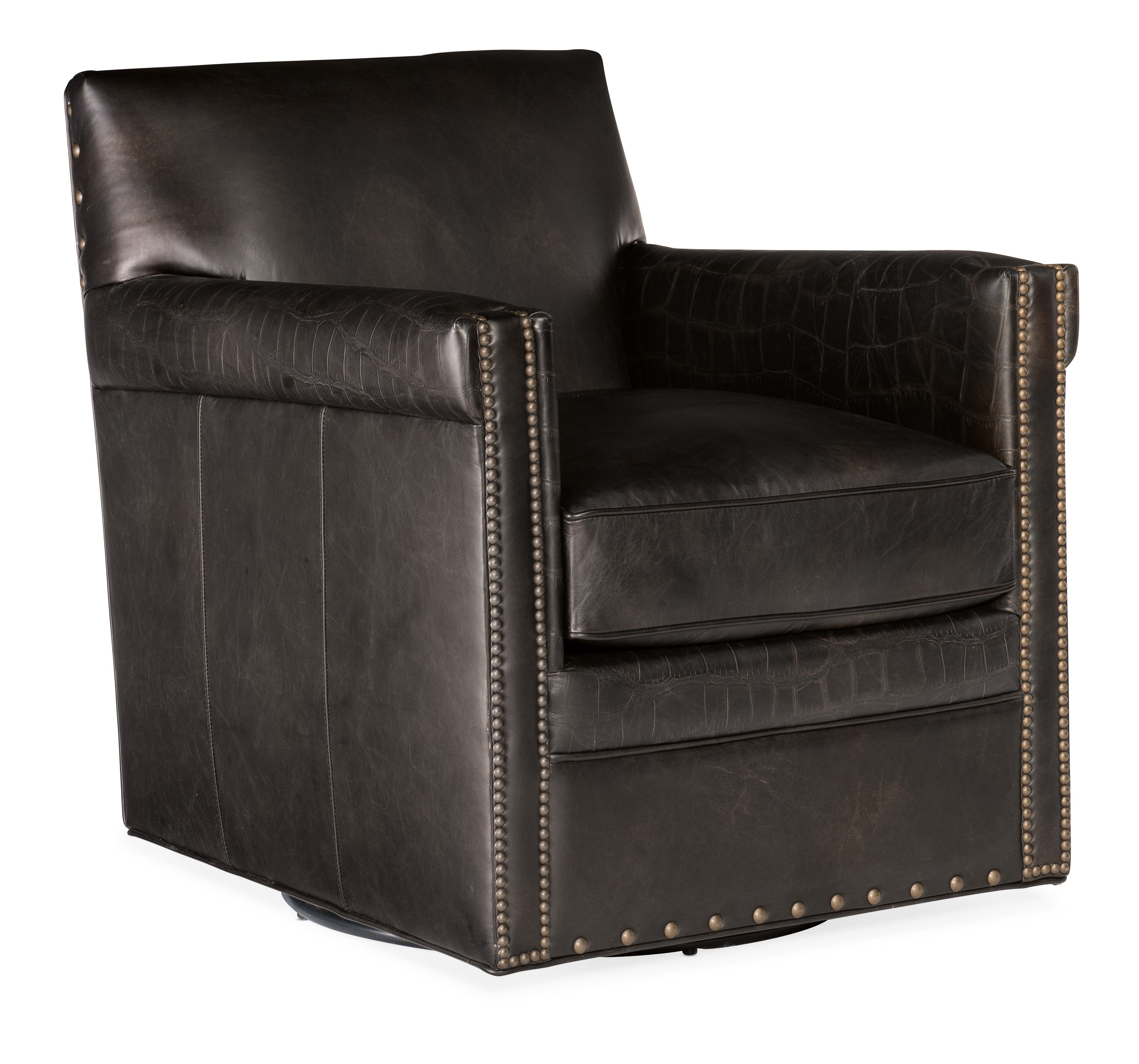 Hooker Furniture Potter Swivel Club Chair in Dark Brown