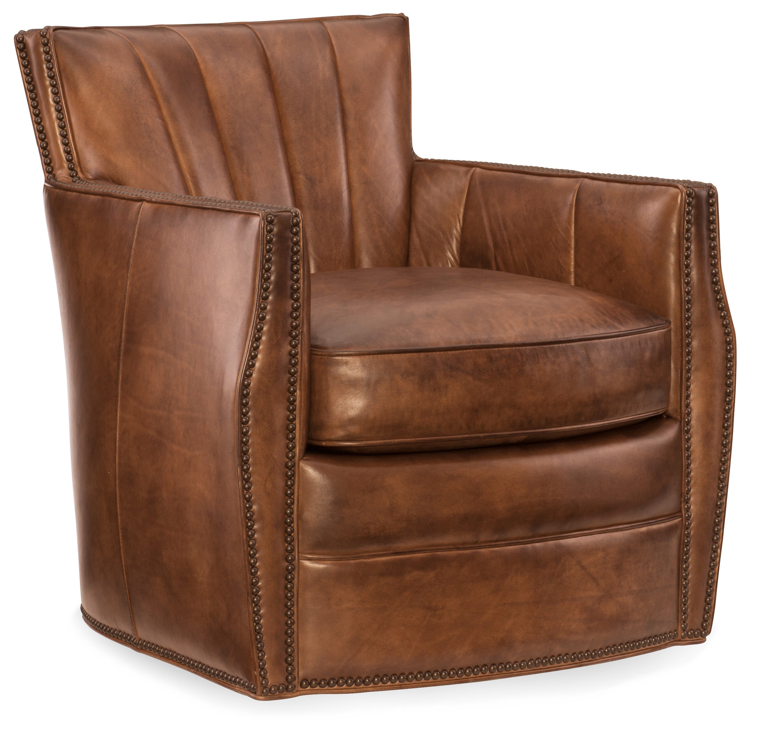 Hooker Furniture Carson Swivel Club Chair in Light Brown
