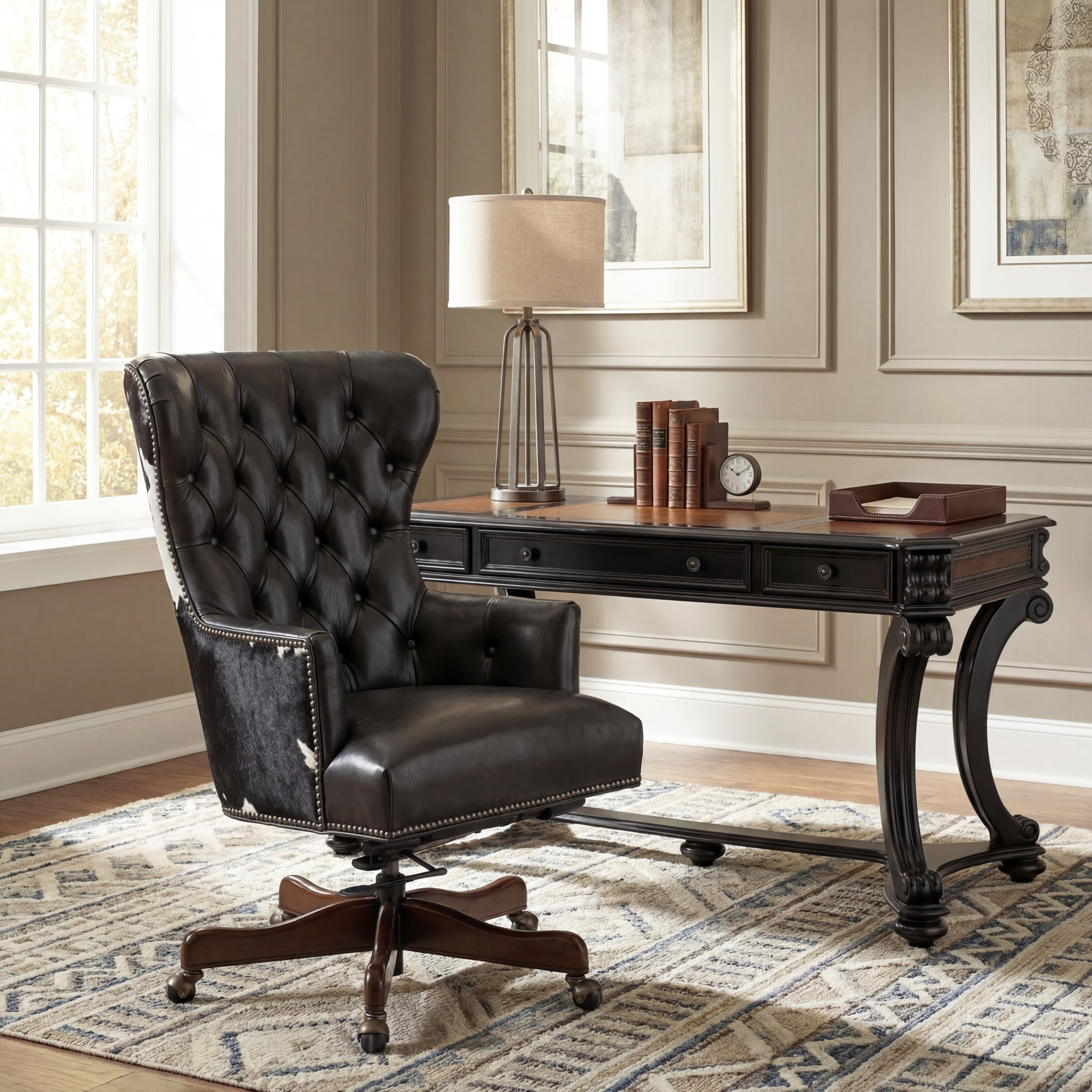 Hooker Furniture Katherine Executive Swivel Tilt Chair with Black & White HOH