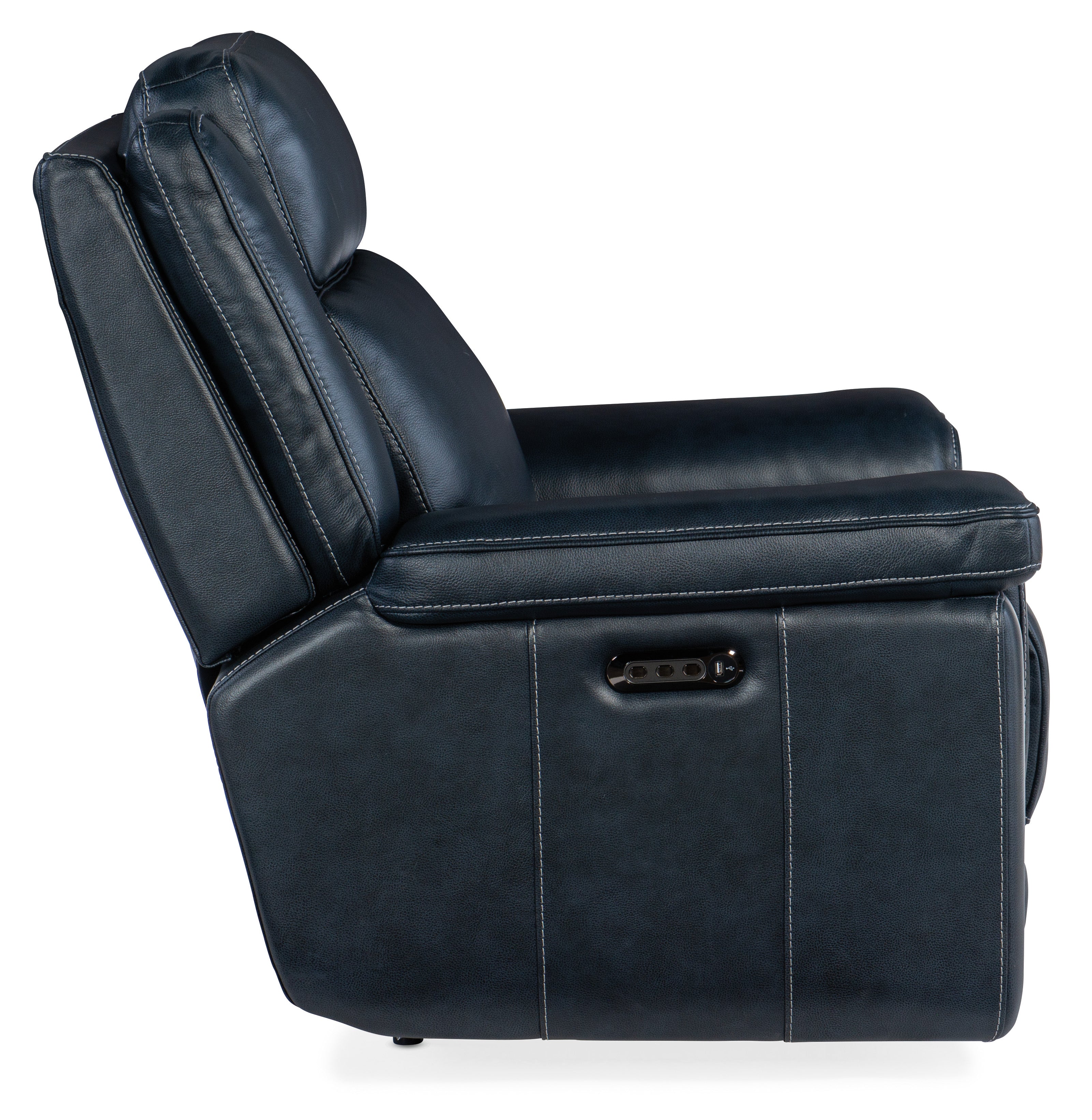 Hooker Furniture Montel Lay Flat Power Recliner with Power Headrest & Lumbar in Dark Blue