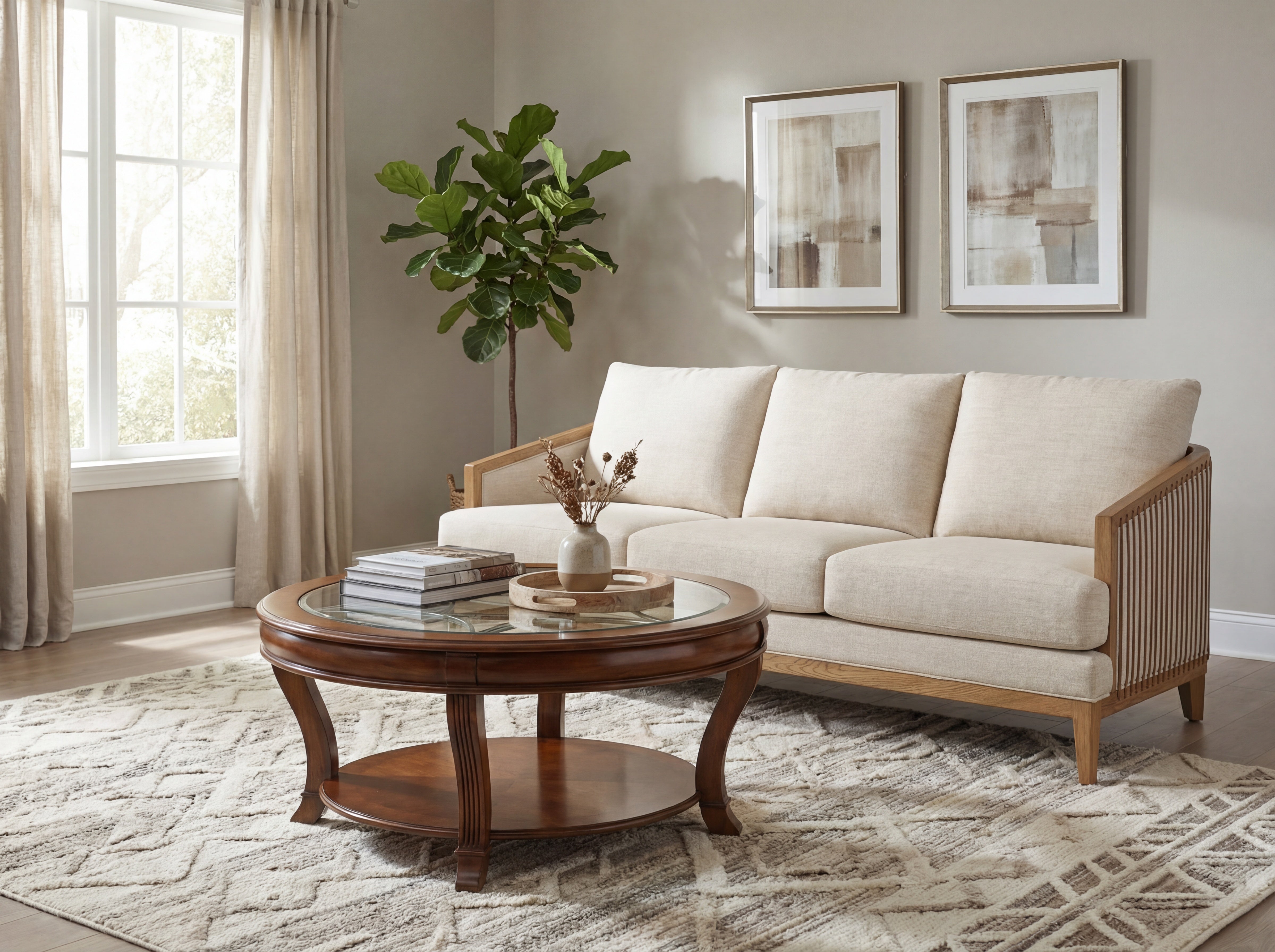 Hooker Furniture Enveyed Stationary Sofa in Beige