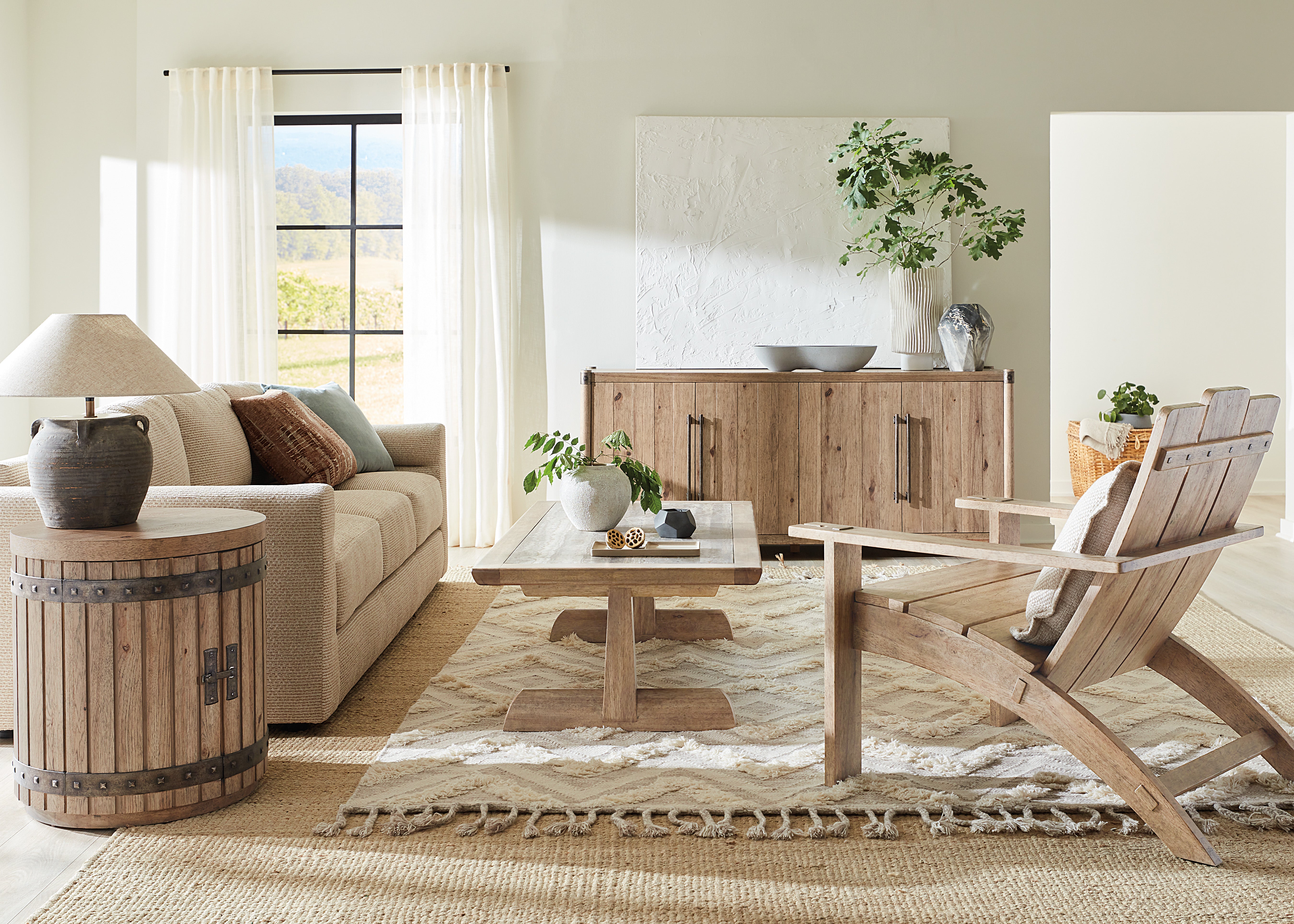 Hooker Furniture Vineyard Row Rectangle Cocktail Table in Light Wood