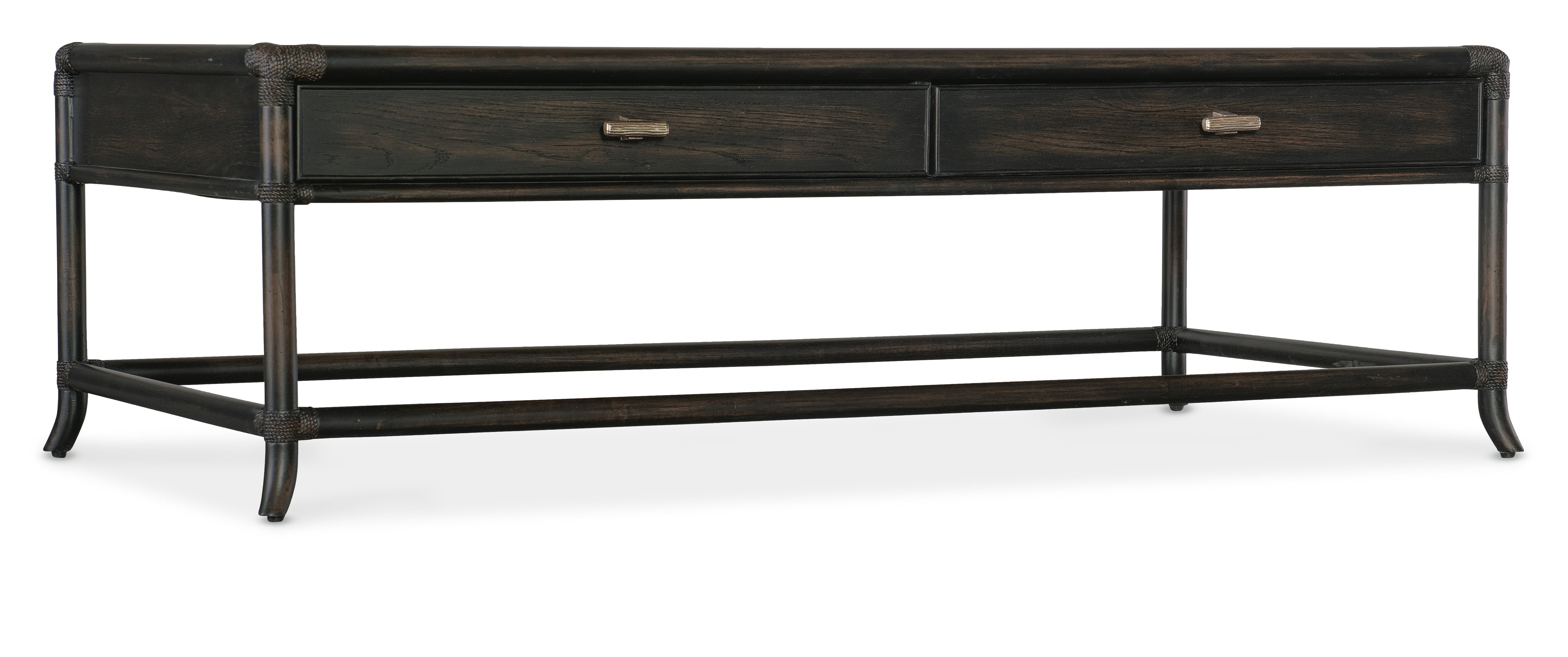 Hooker Furniture Retreat Pole Rattan Cocktail Table in Black