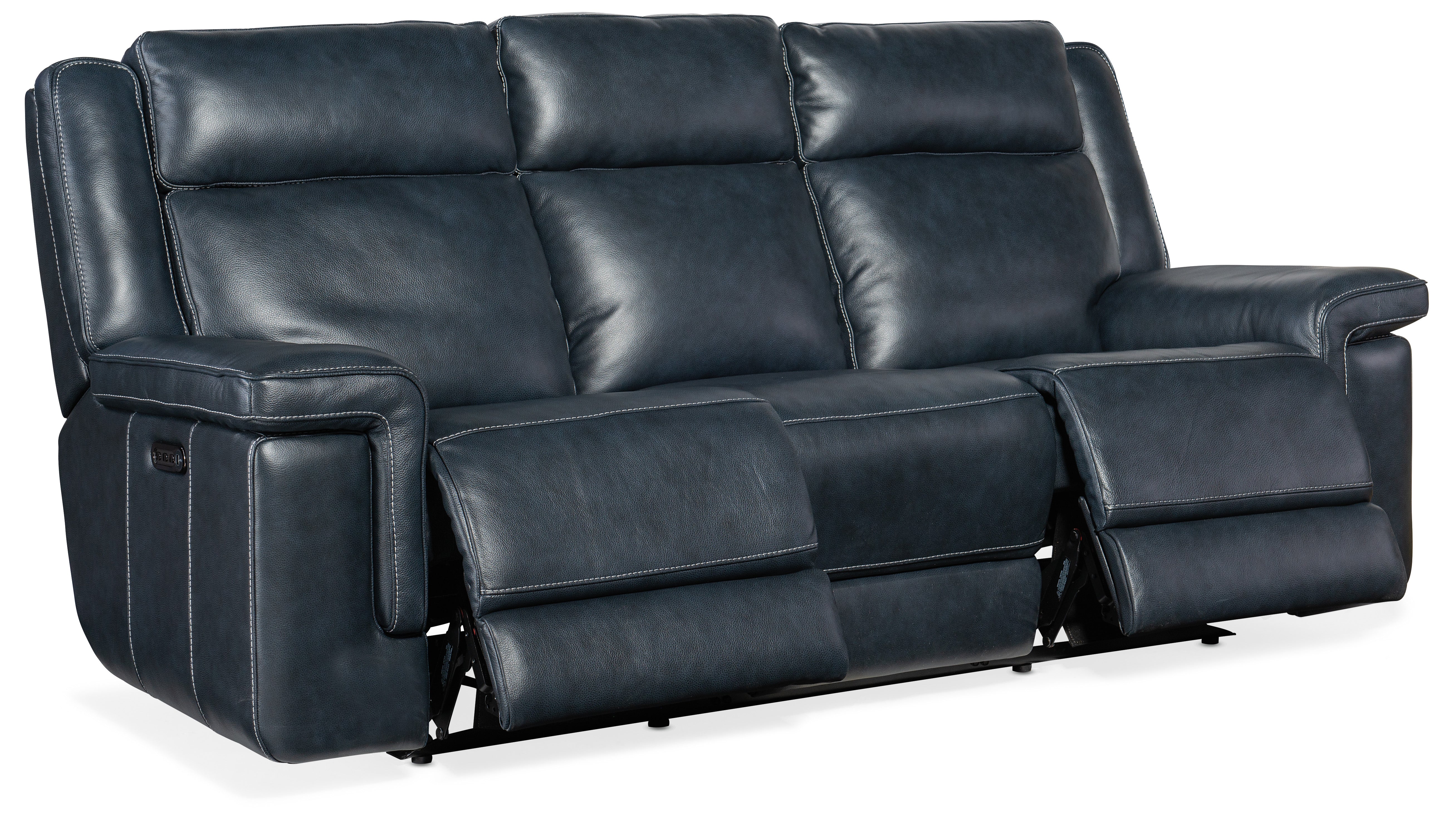 Hooker Furniture Montel Lay Flat Power Sofa with Power Headrest & Lumbar in Medium Blue