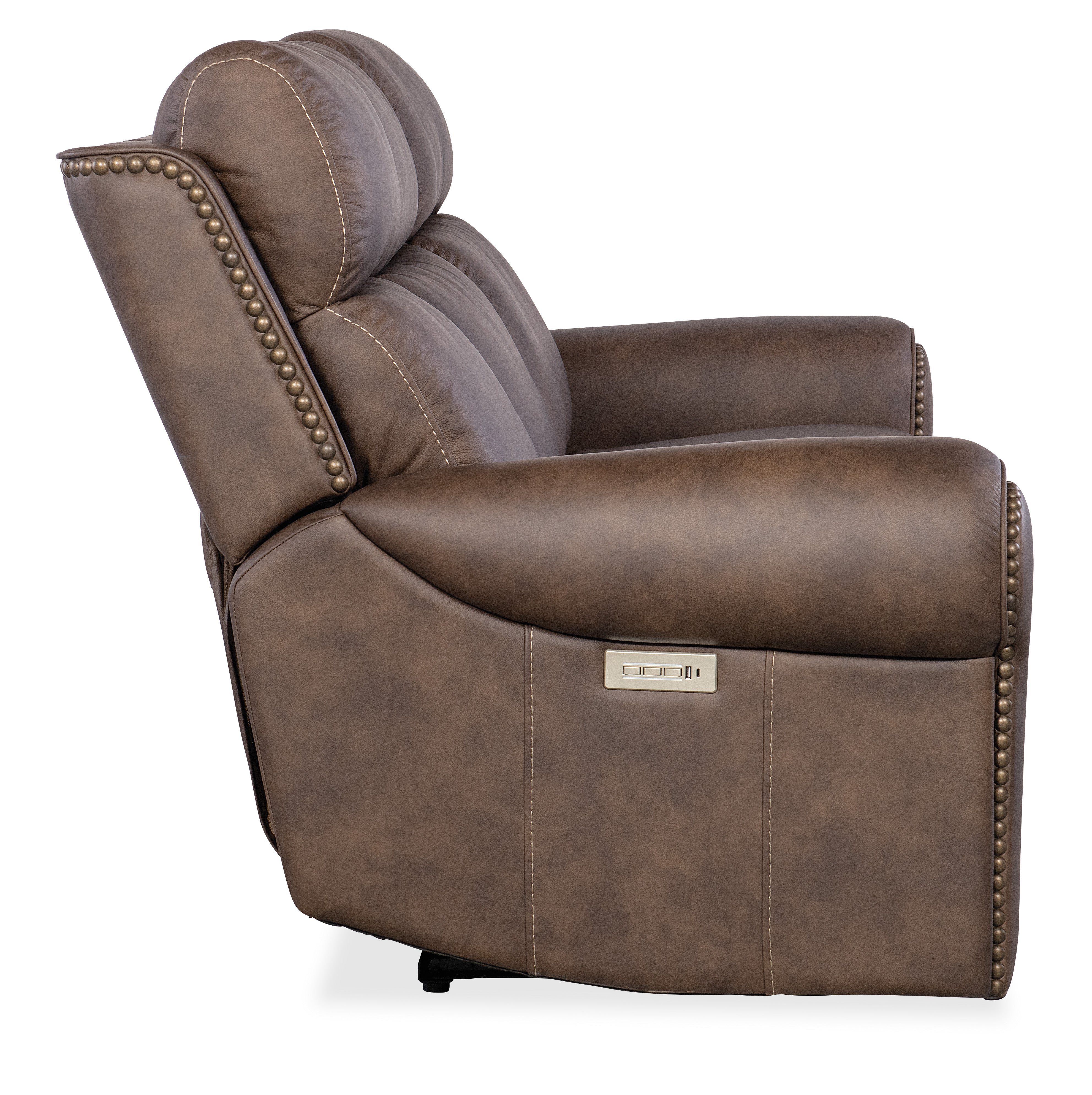 Hooker Furniture Duncan Power Sofa with Power Headrest & Lumbar in Light Brown