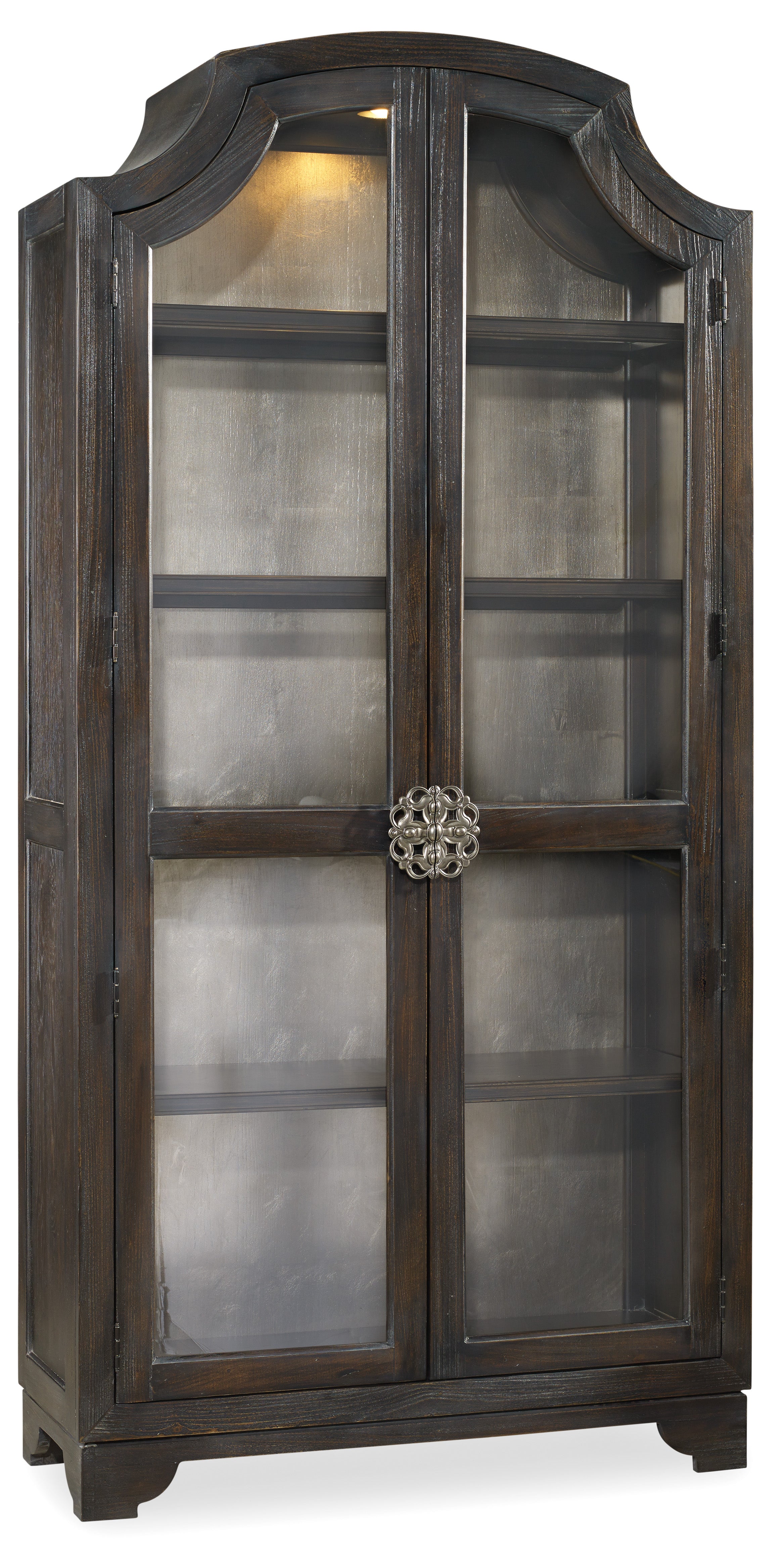 Hooker Furniture Sanctuary Glass Bunching Curio-Ebony Antiqued Oak