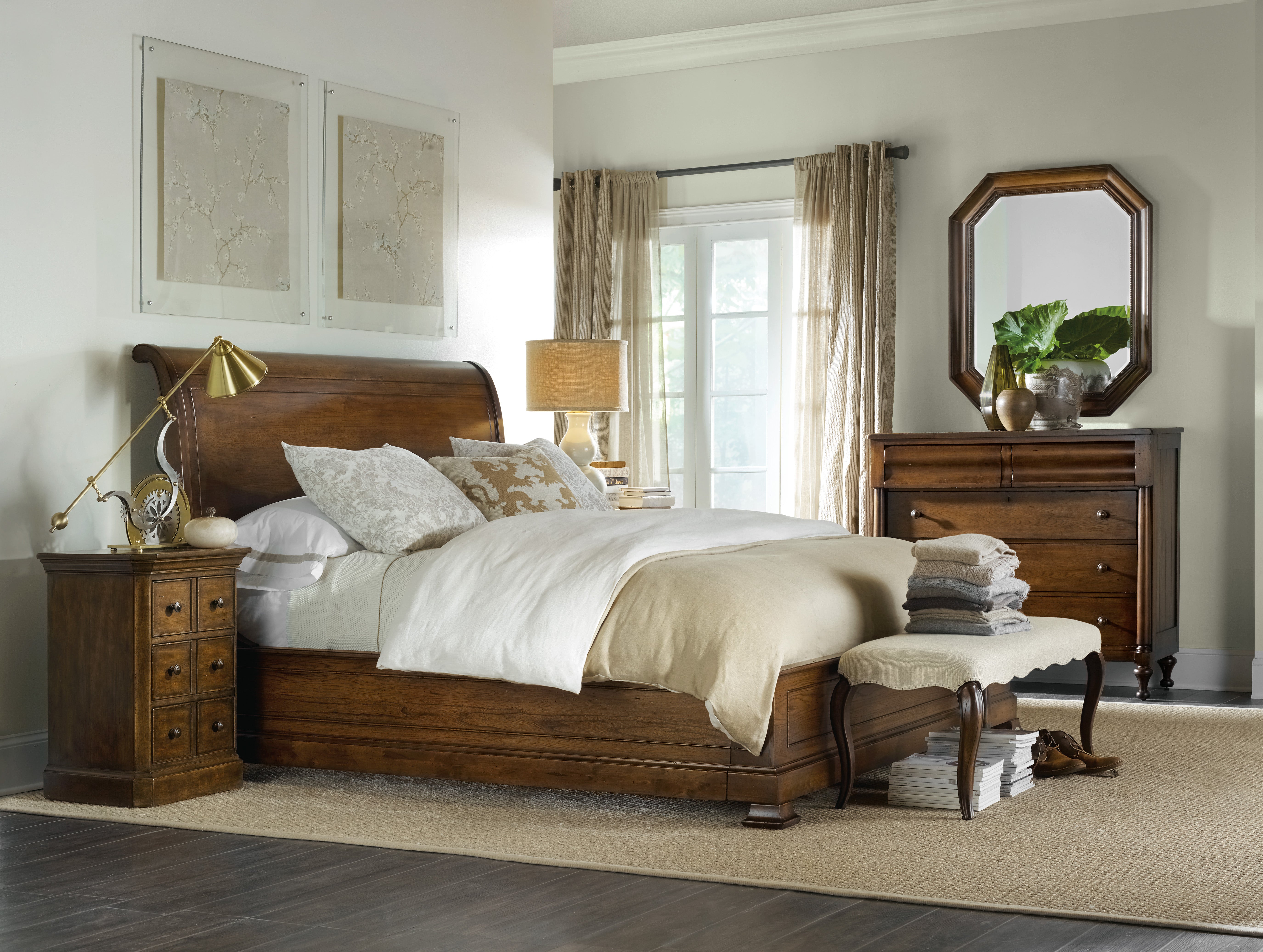 Hooker Furniture Archivist Sleigh Bed with Low Footboard