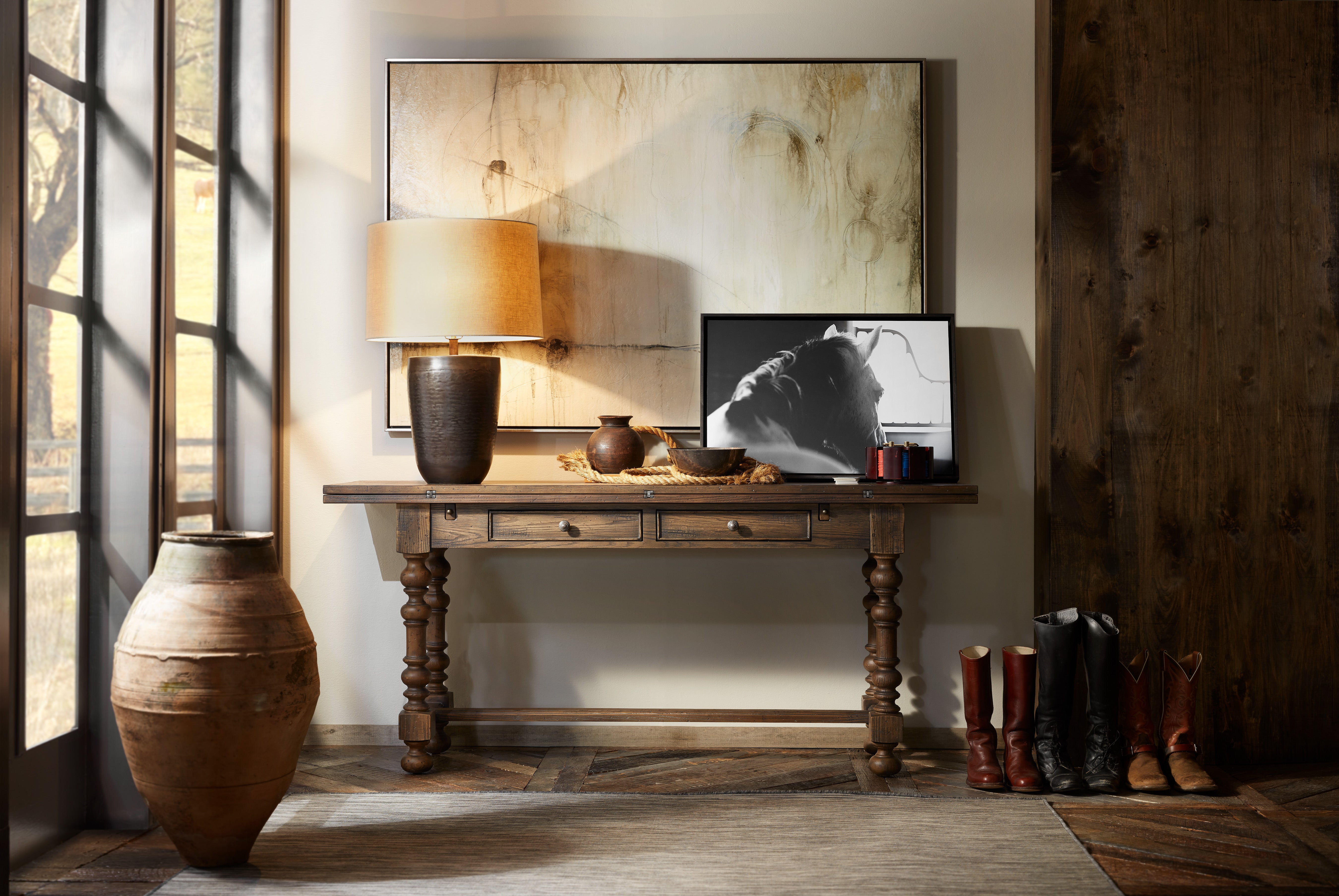 Hooker Furniture Bluewind Flip-Top Console Table in Dark Wood