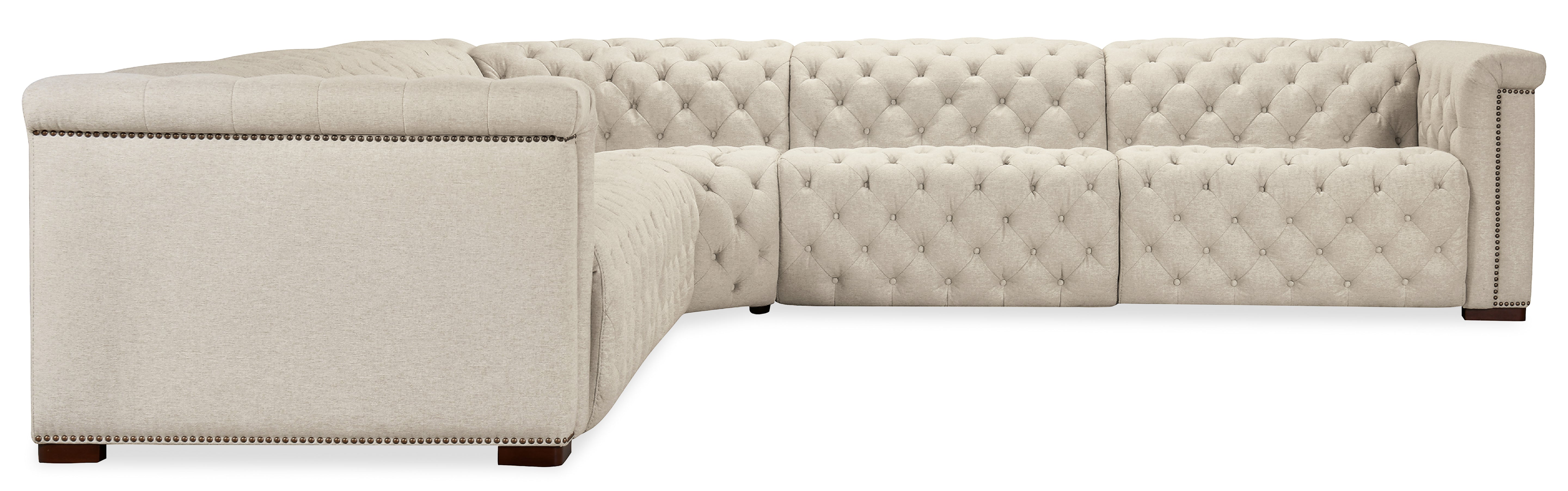 Hooker Furniture Savion Deux 5 Seat Sectional with Three Power Recliners and Six Power Headrests in Beige