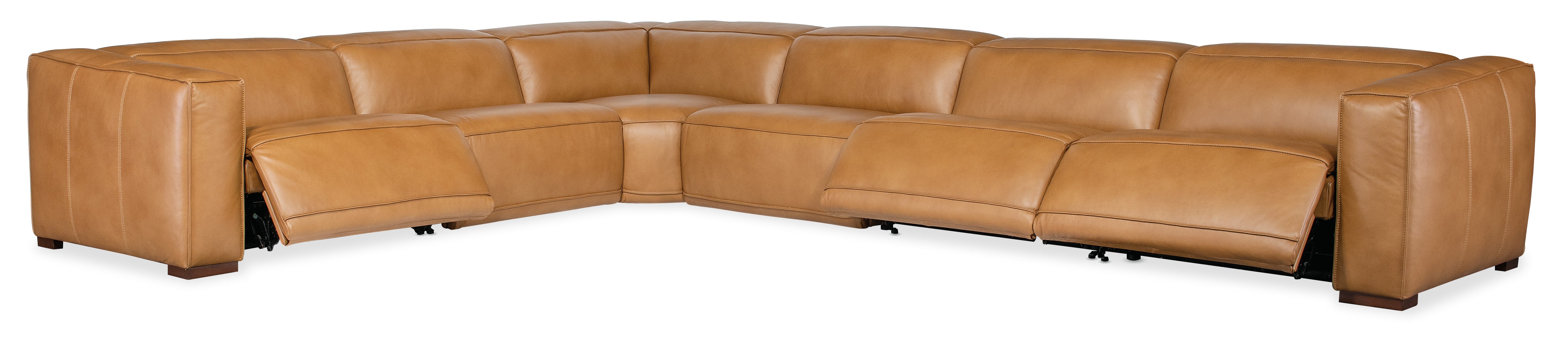 Hooker Furniture Fresco 6 Seat Sectional 3-Power Recline & Power Headrest in Brown