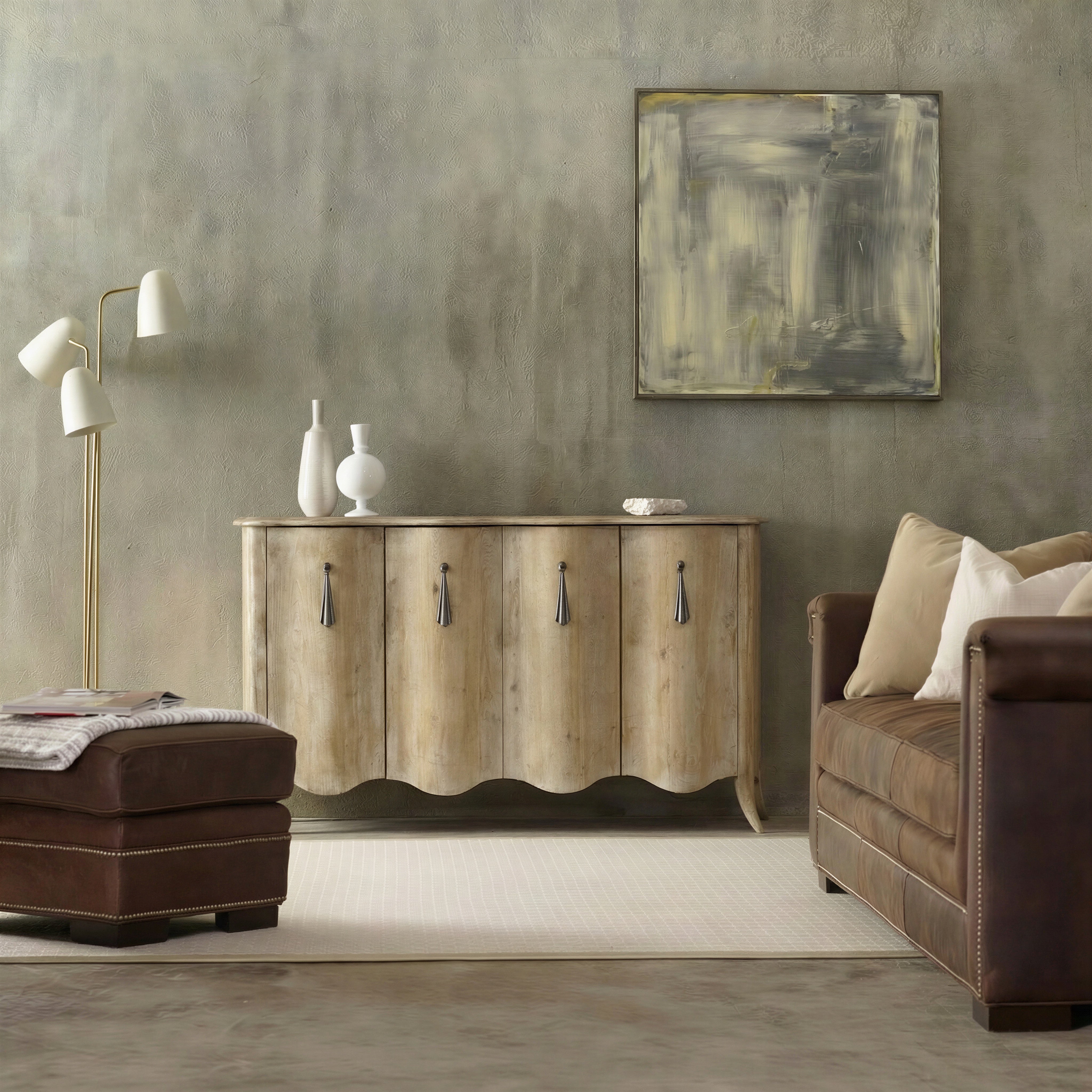 Hooker Furniture Melange Draped Credenza in Light Brown