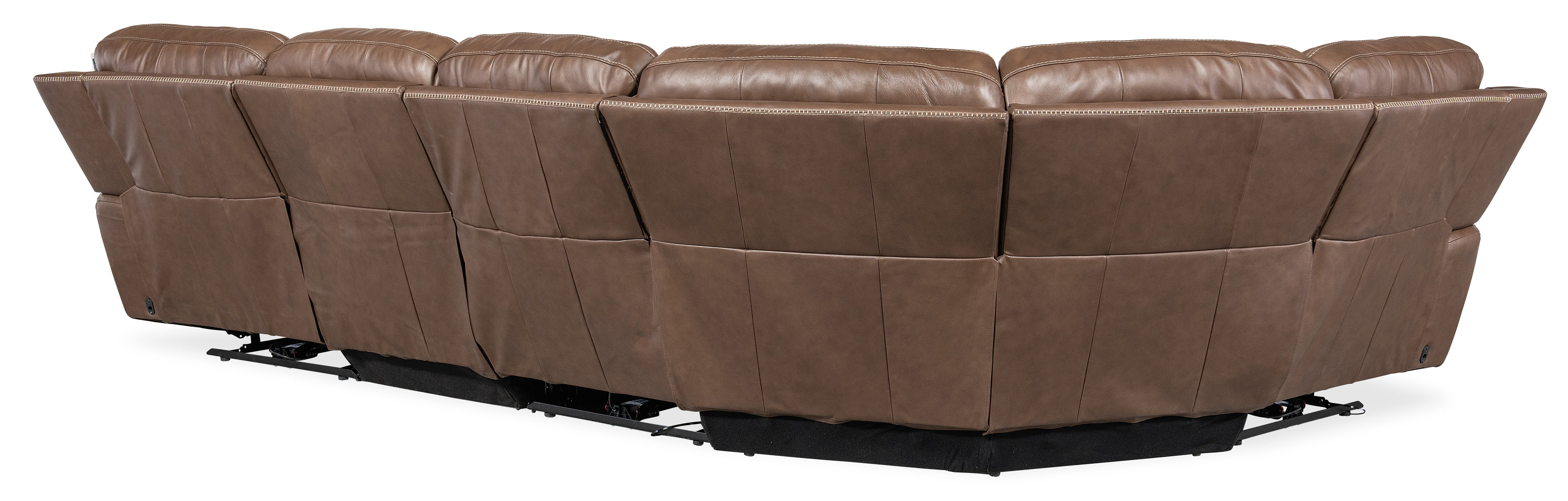 Hooker Furniture Torres 5 Piece Sectional with Power Recline & Power Headrest in Medium Brown