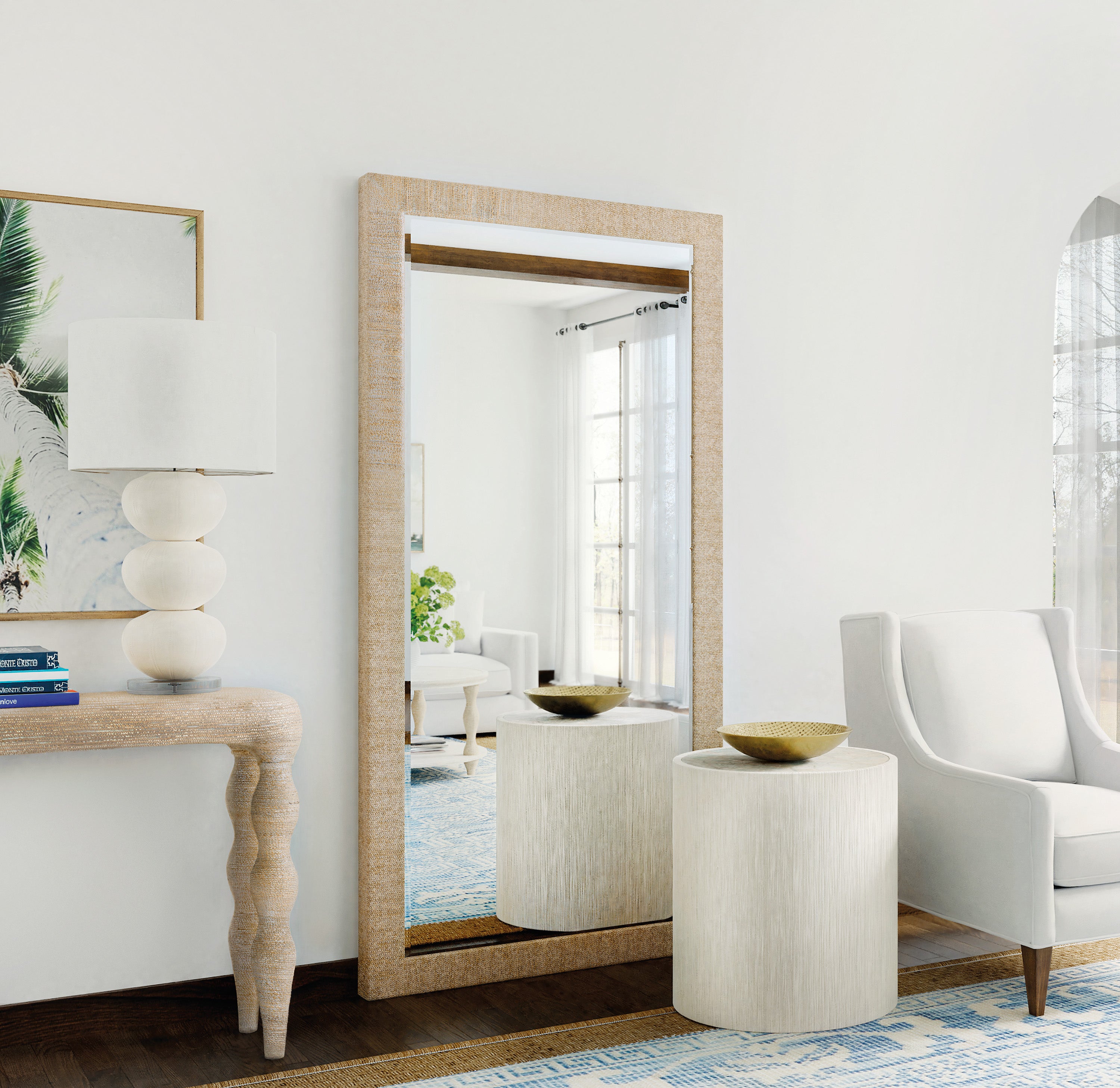 Hooker Furniture Serenity Sandpiper Floor Mirror in Light Brown
