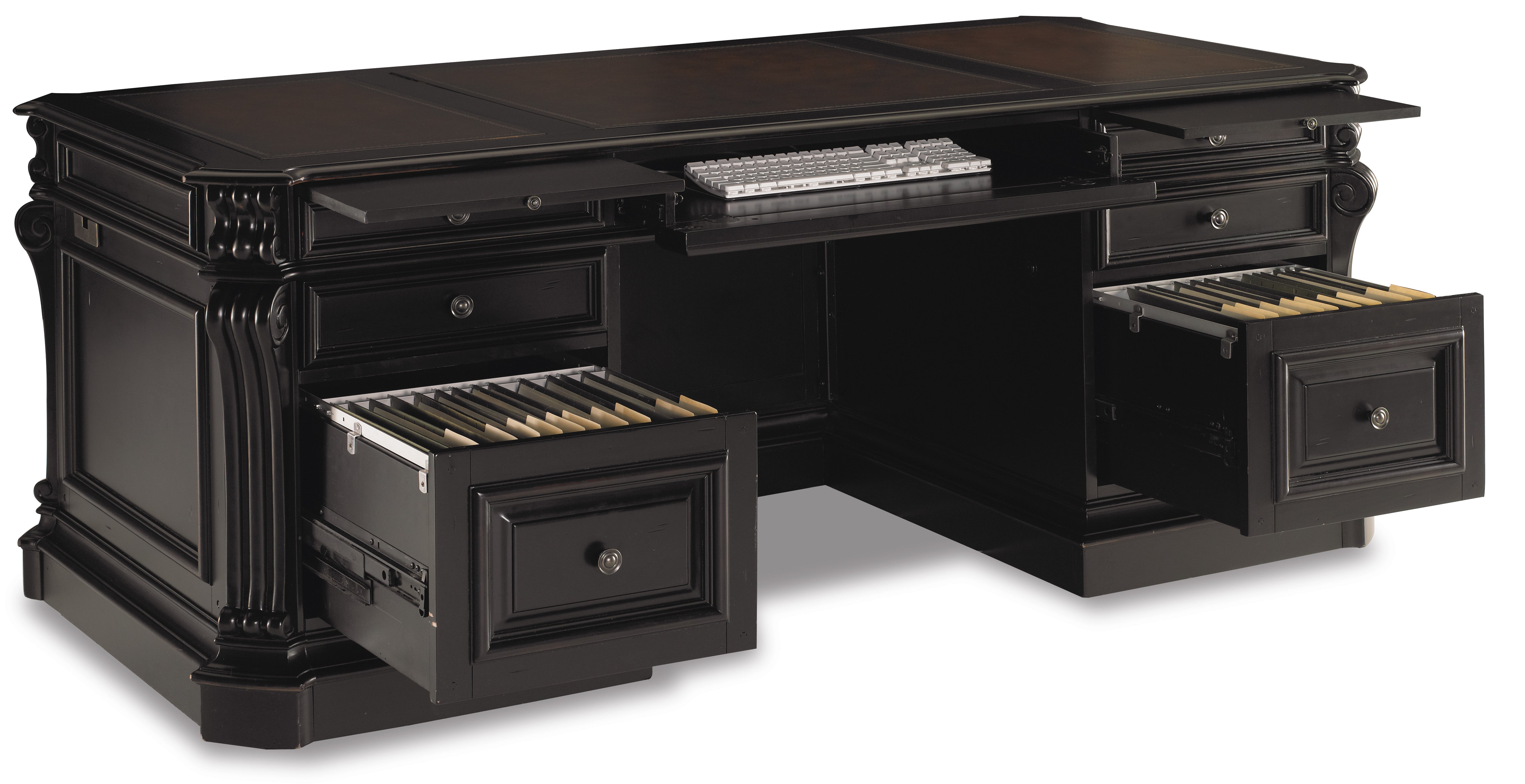 Hooker Furniture Telluride 76'' Executive Desk withleather Panels