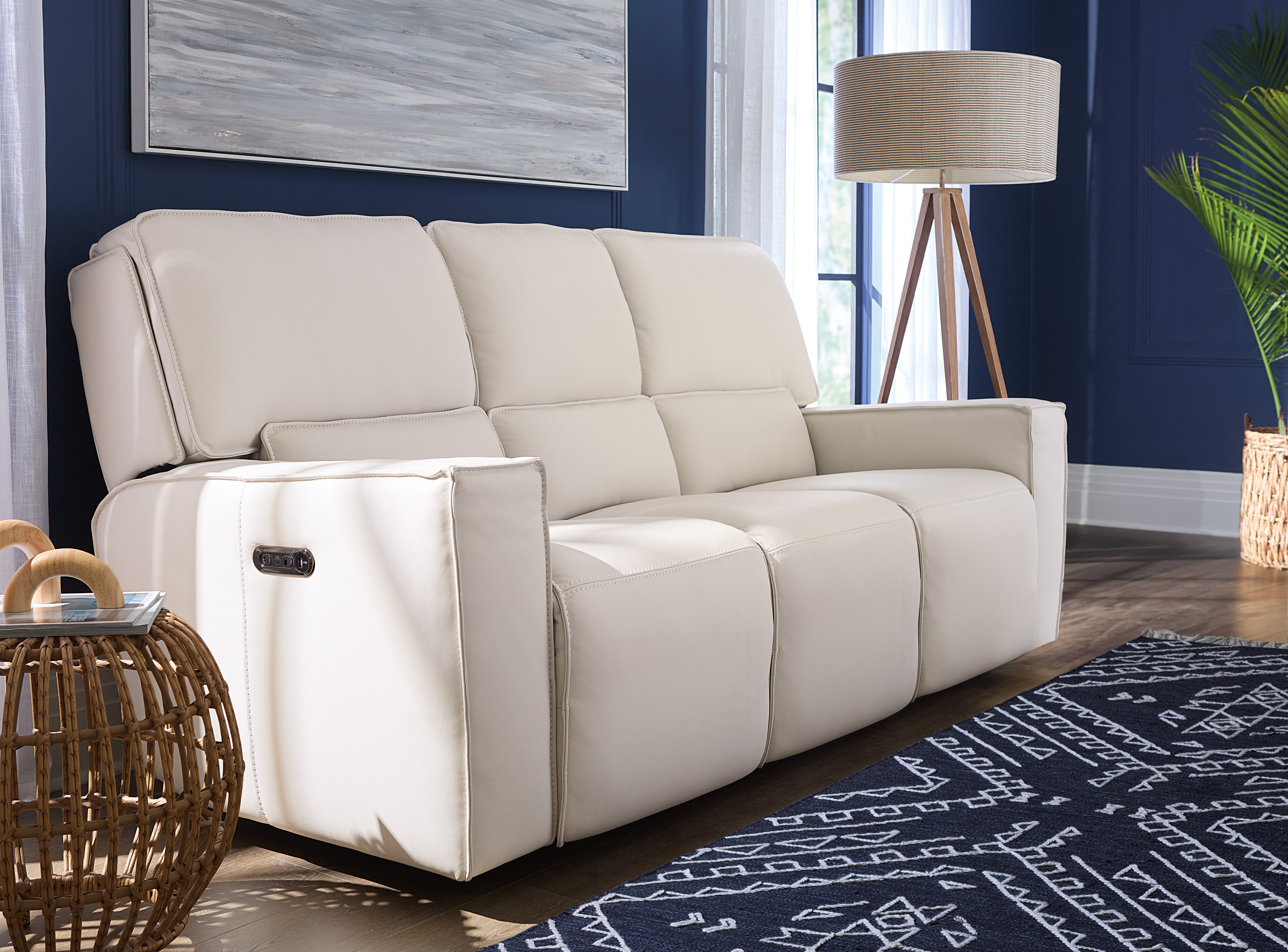 Hooker Furniture Miles Zero Gravity Sofa with Power Recline Power Headrest in Grey