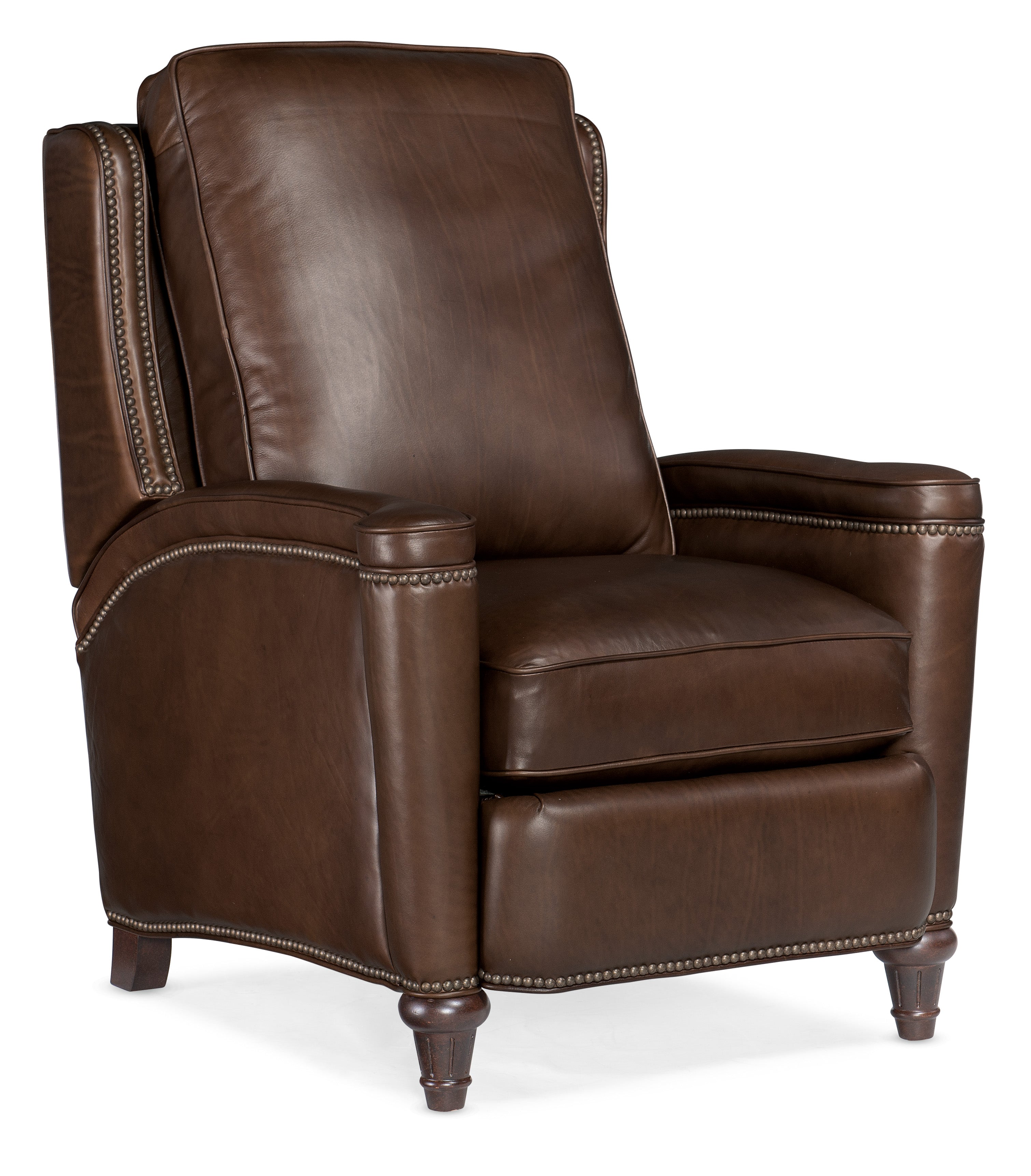 Hooker Furniture Rylea Manual Push Back Recliner in Dark Brown