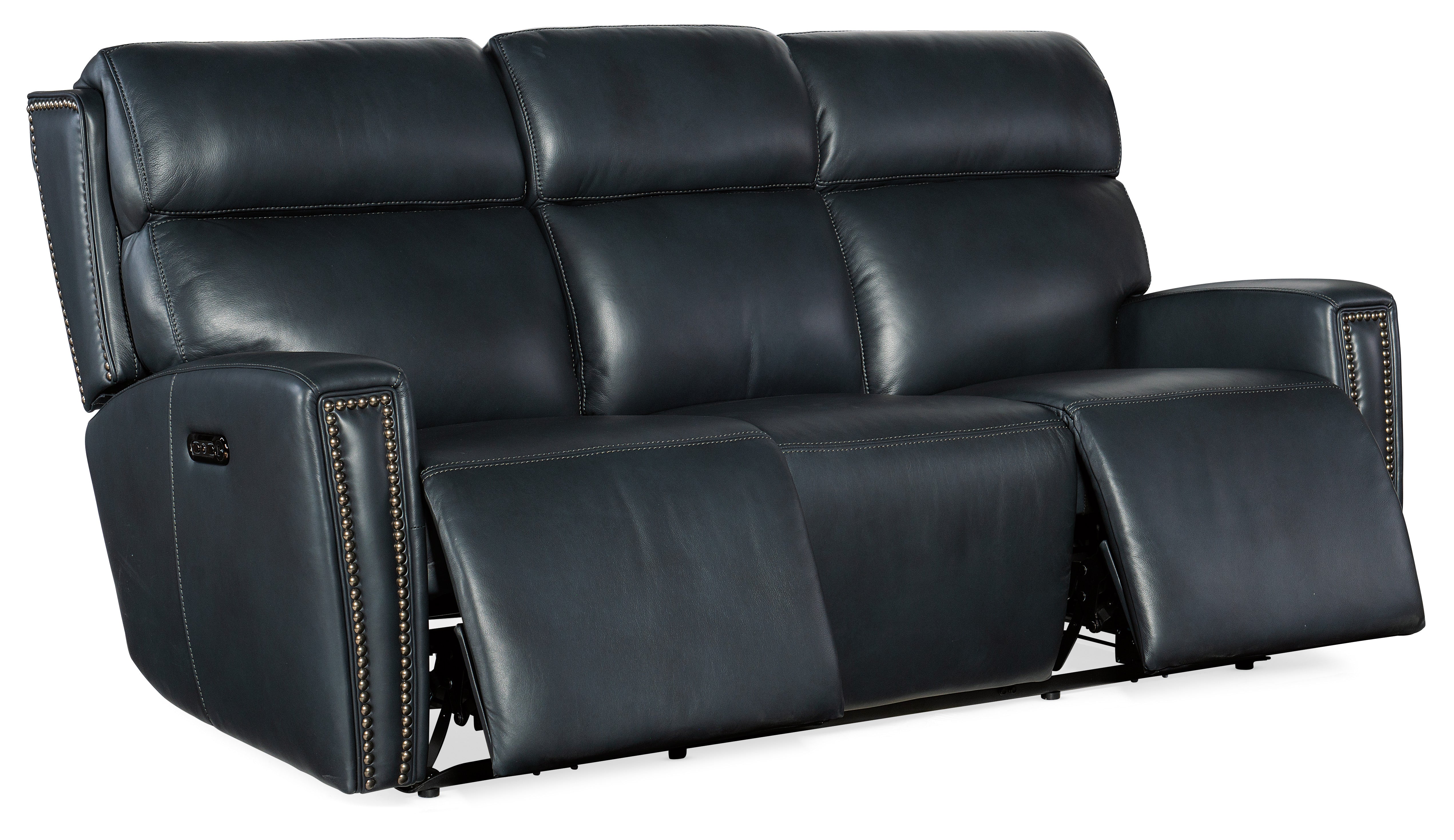 Hooker Furniture Ruthe ZeroG Power Sofa with Power Headrest & Hidden Console in Medium Blue