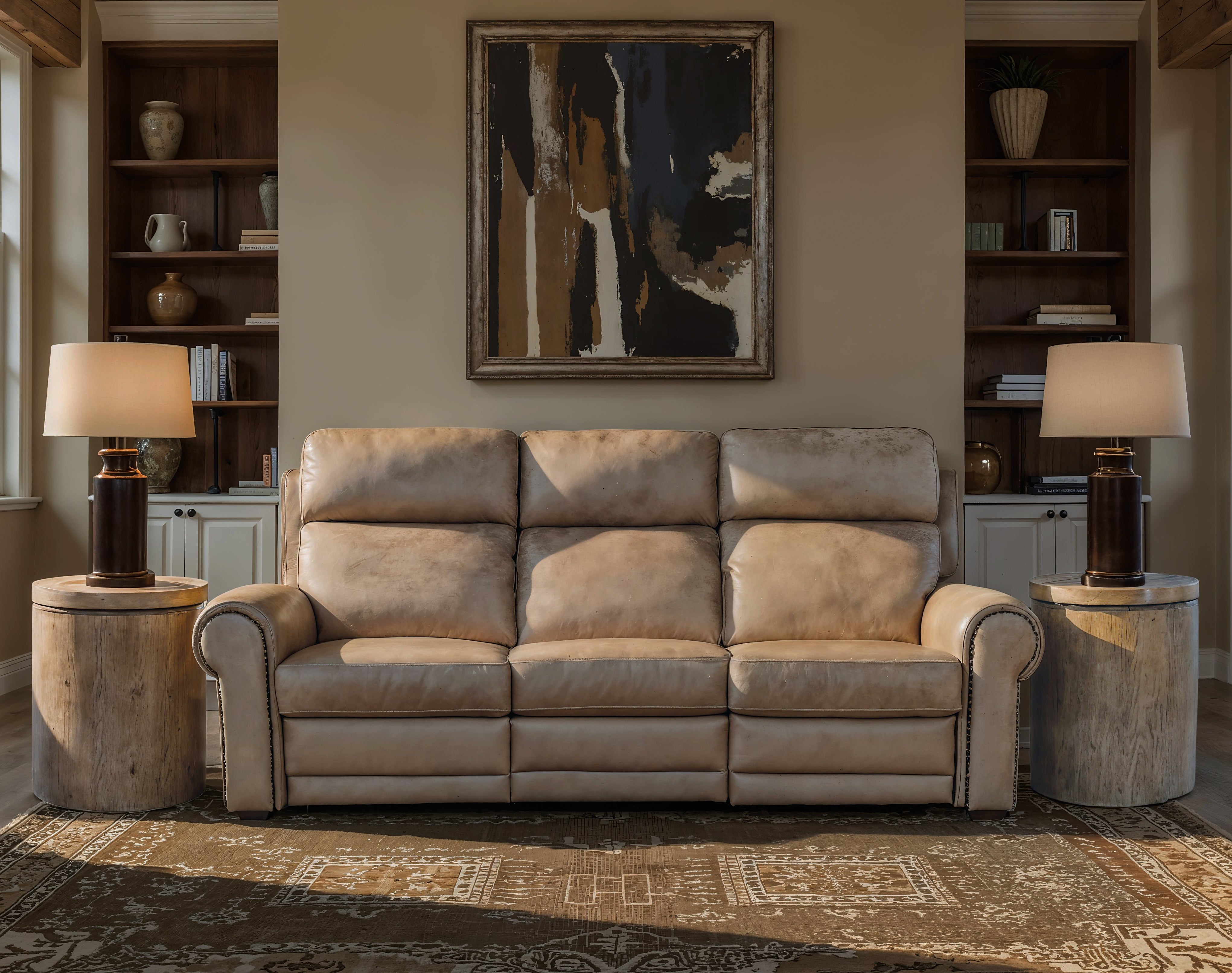 Hooker Furniture Duncan Power Sofa with Power Headrest & Lumbar in Light Brown