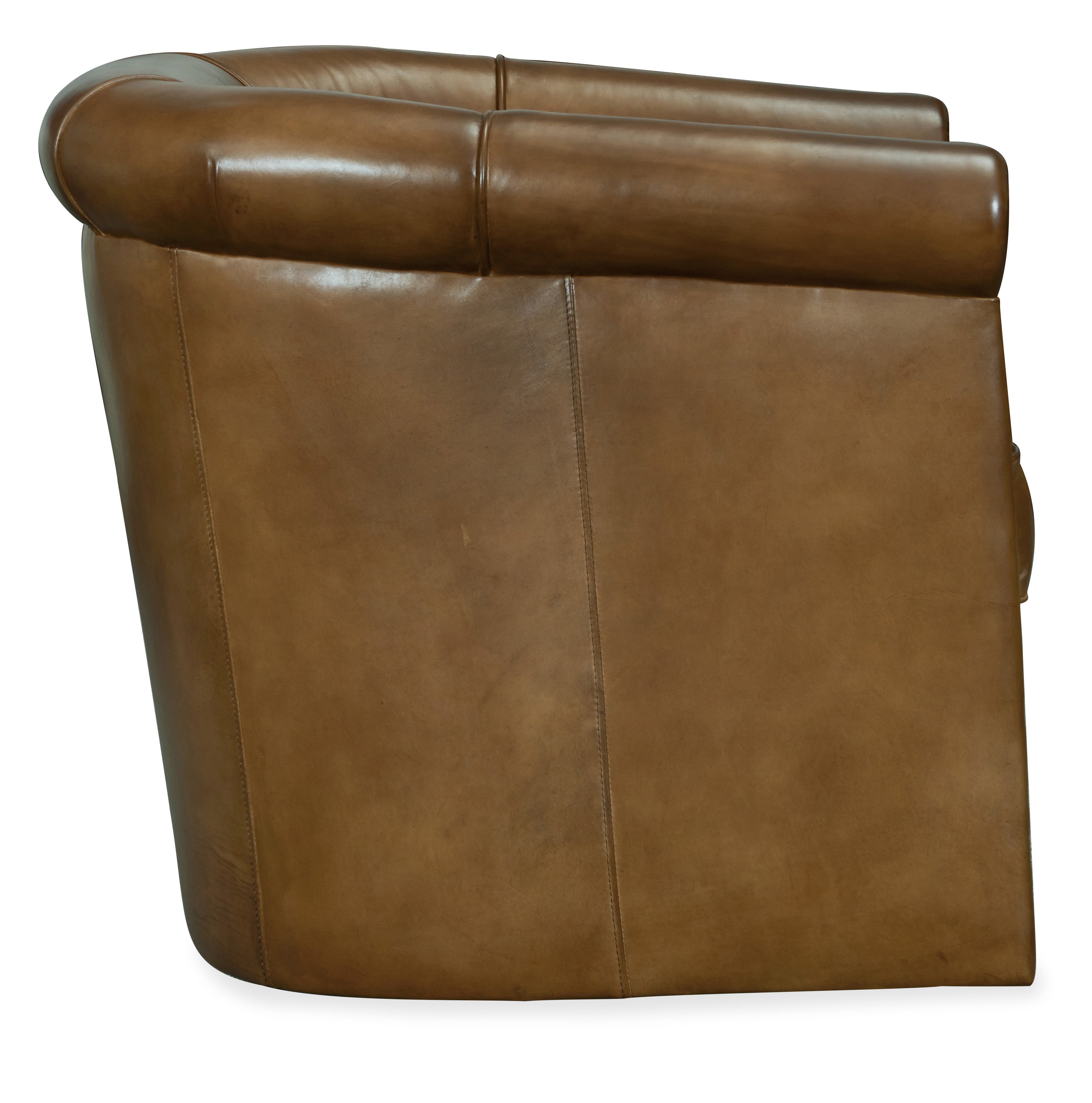 Hooker Furniture Axton Swivel leather Club Chair in Medium Brown